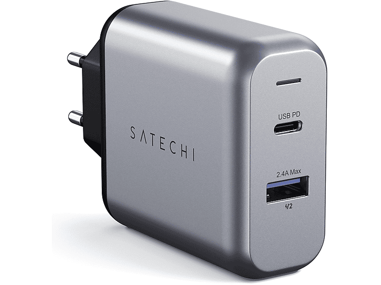 SATECHI ST-MCCAM-EU 30W DUAL CHARGER Ladegerät SPACE WALL GRAY PORT