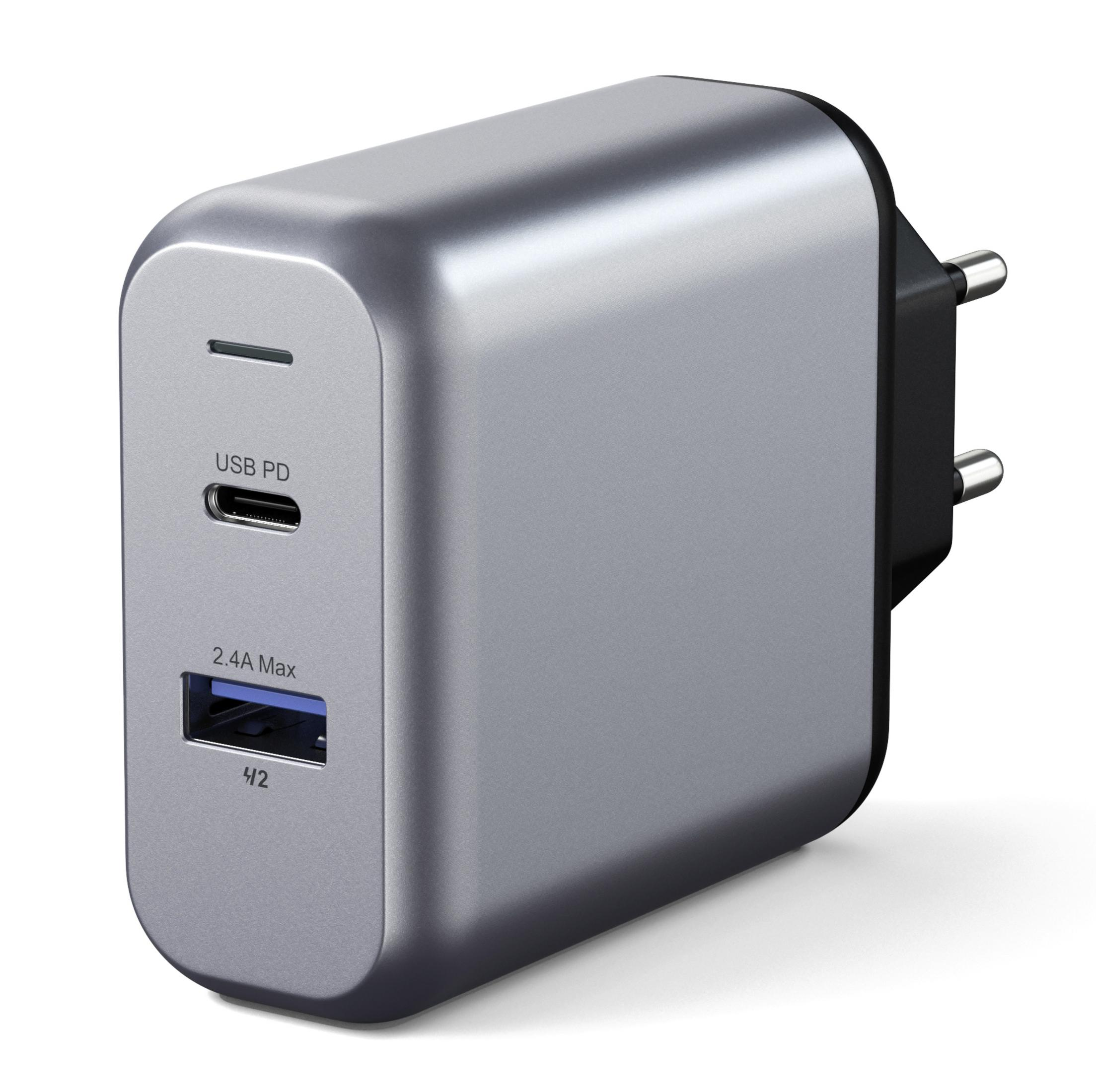 SATECHI ST-MCCAM-EU 30W DUAL PORT GRAY Ladegerät CHARGER WALL SPACE