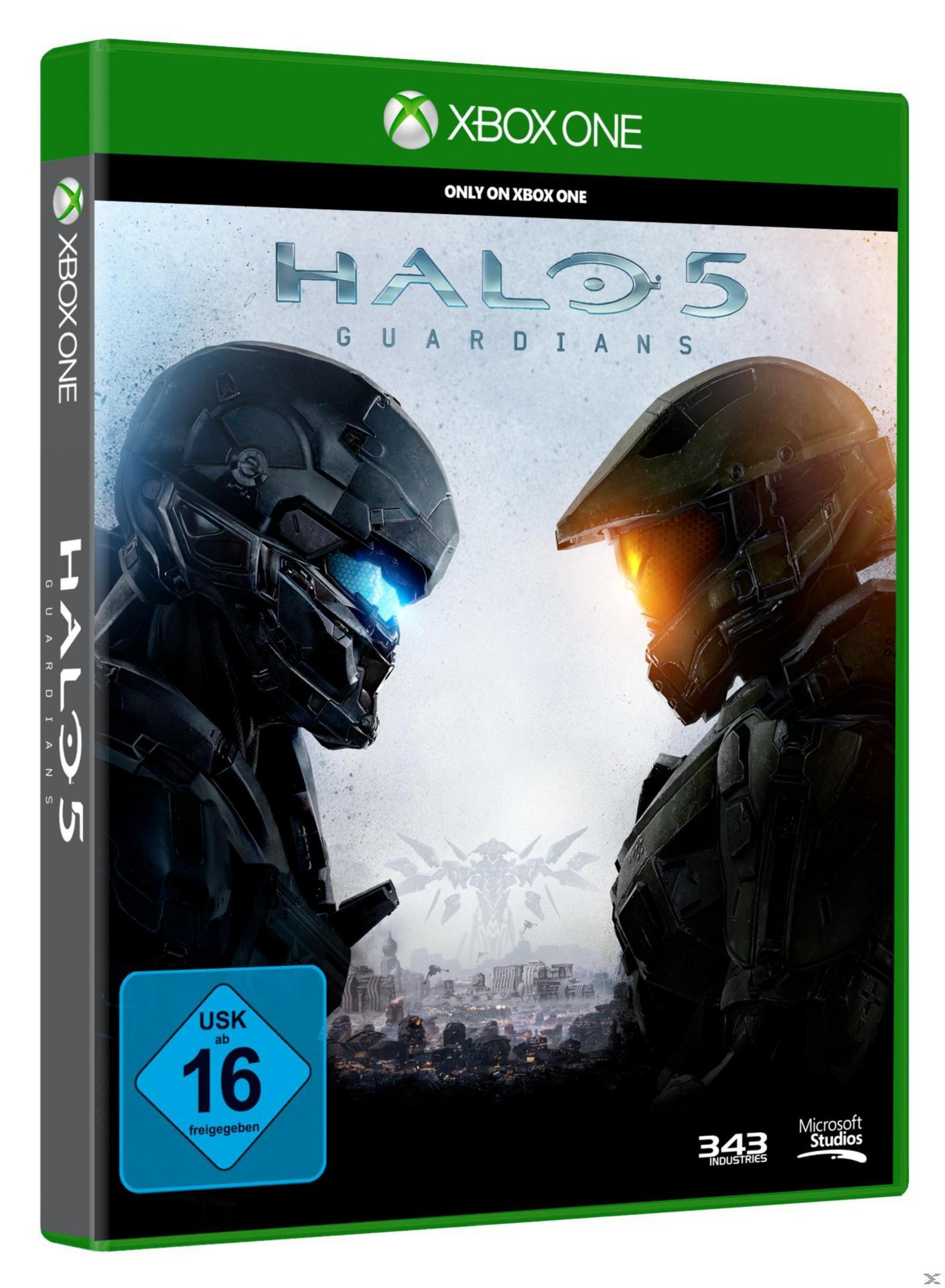 XBOX ONE Spielbox von Halo 5: Guardians mit zwei Charakteren.