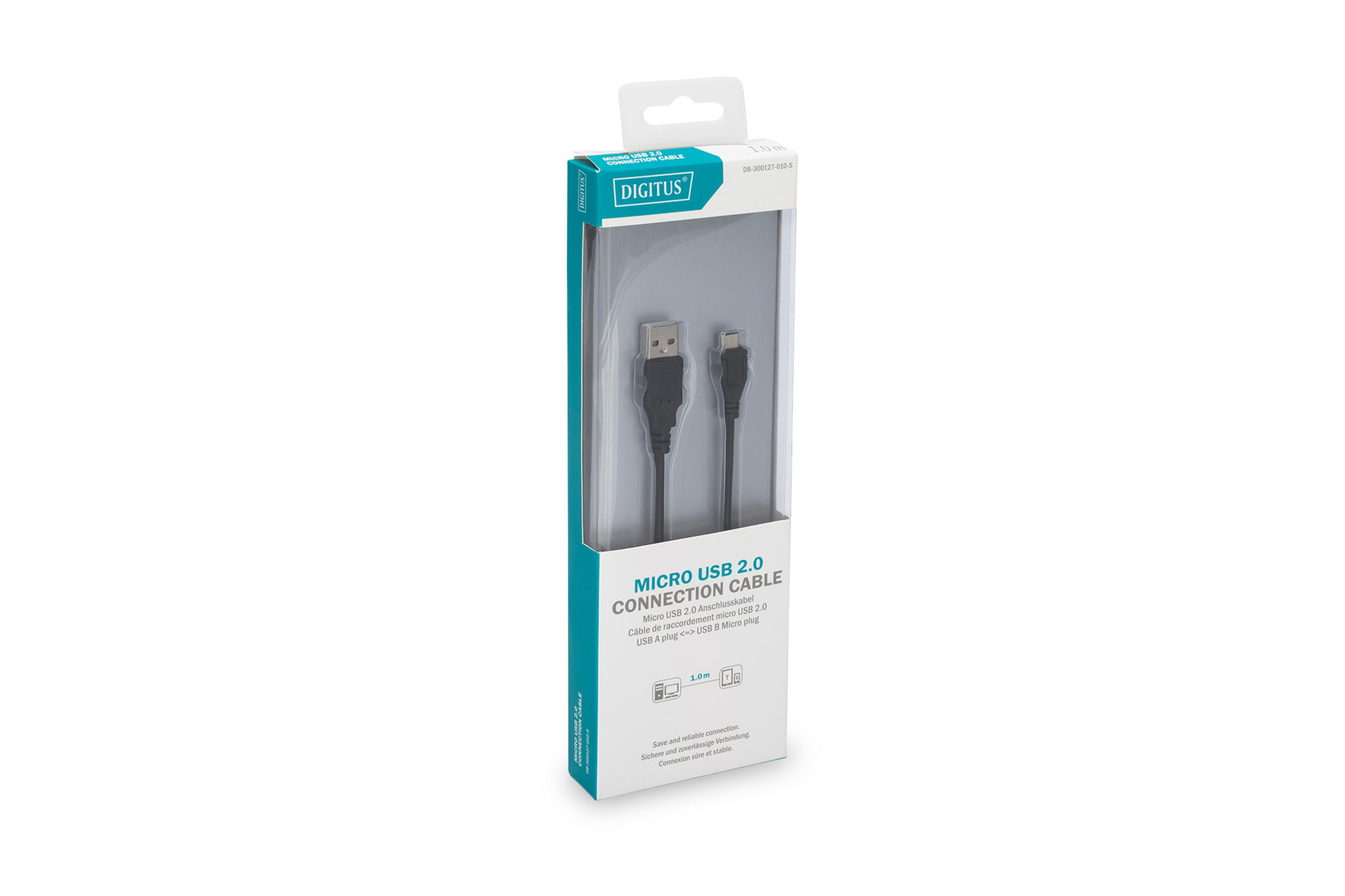 Un cavo di connessione Digitus Micro USB 2.0 nella sua confezione.