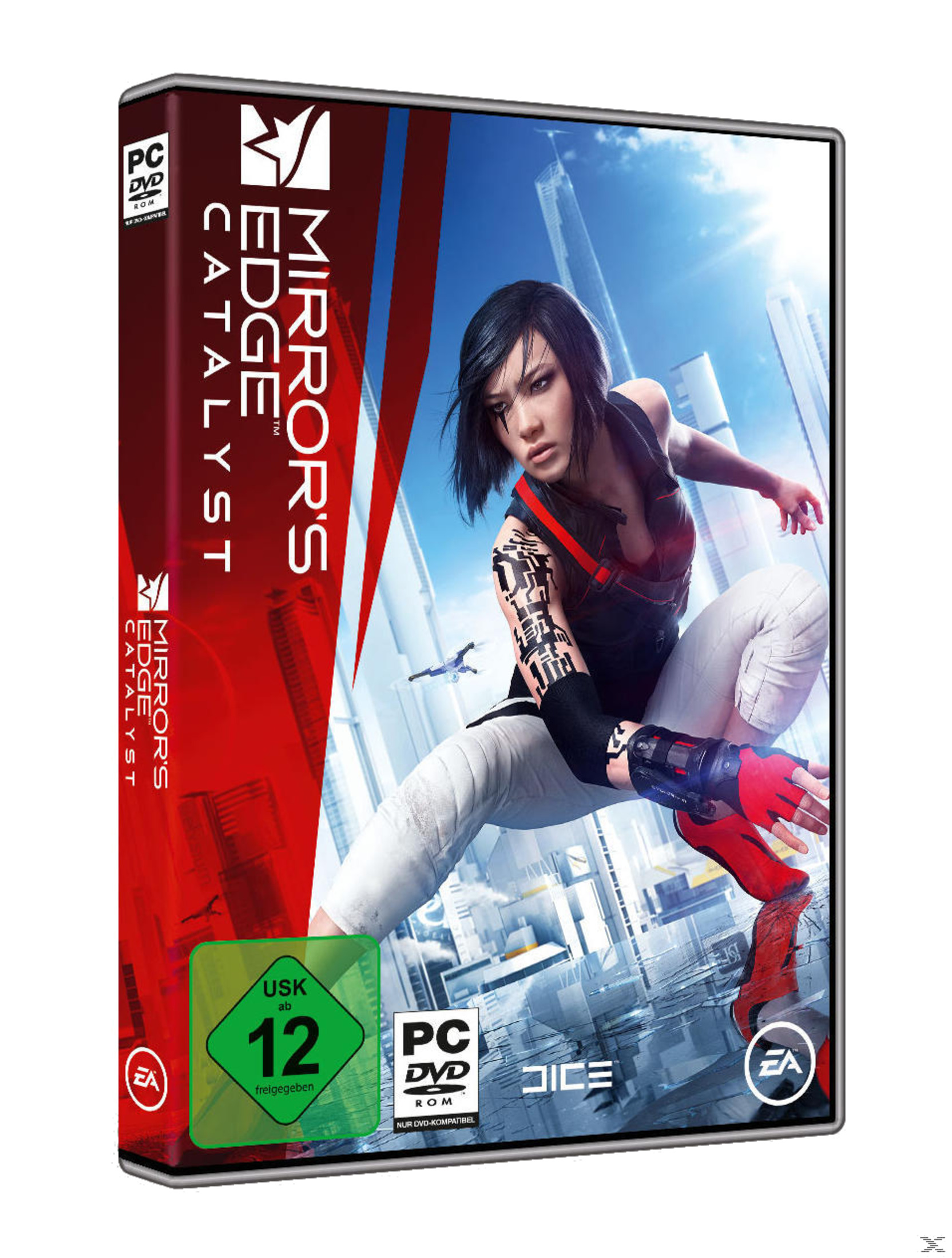 Mirror's Edge Catalyst PS4 game case, vrouw in actiepose.