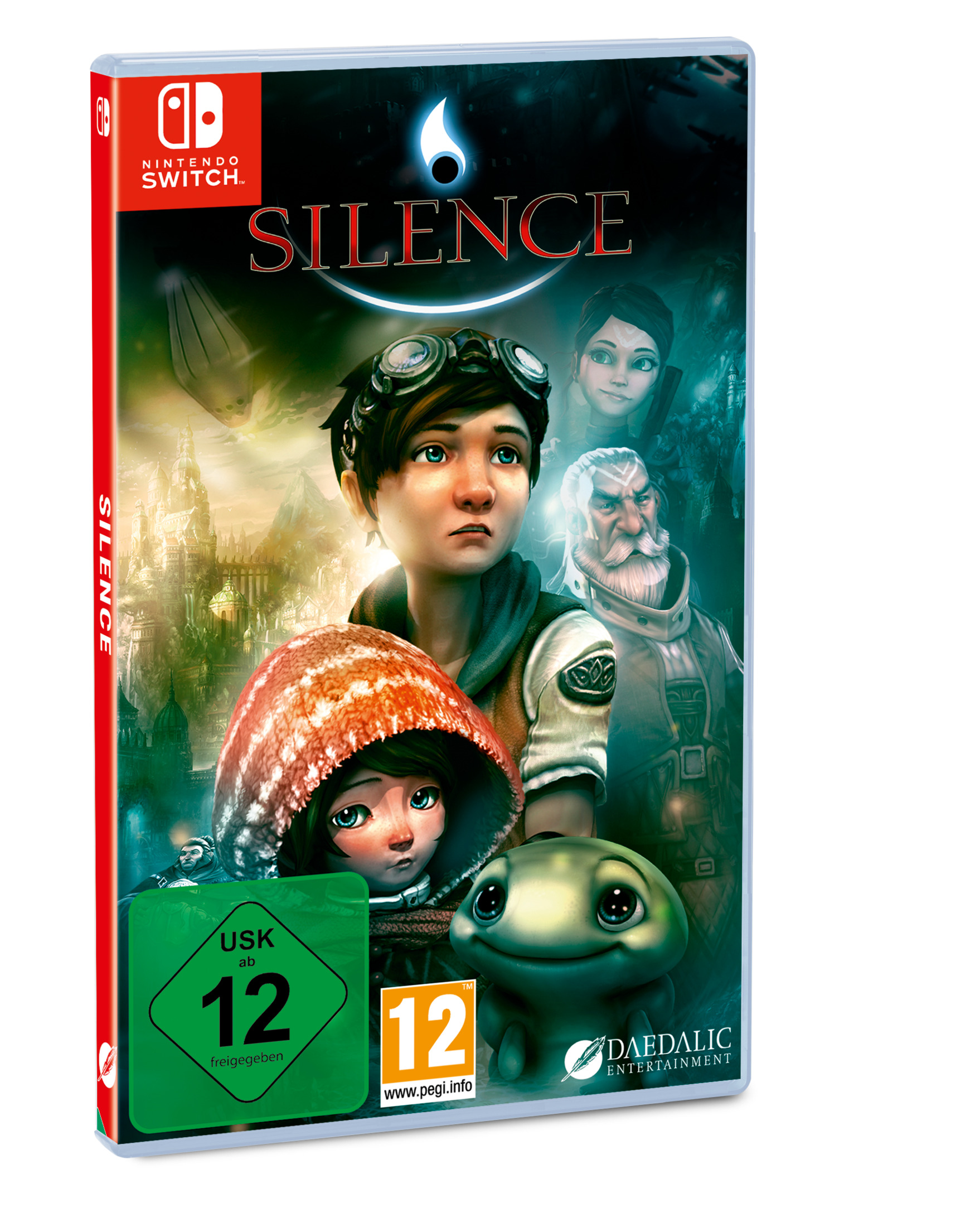 Das Cover-Artwork für das Spiel Silence auf der Nintendo Switch, mit mehreren Charakteren und einem Logo.