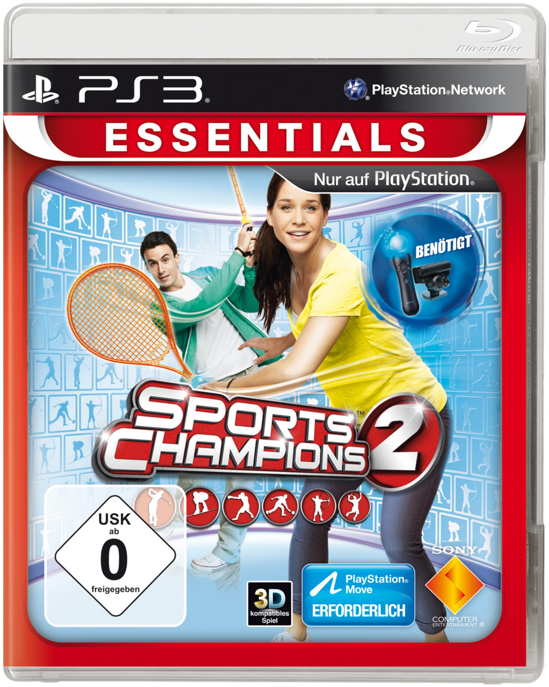Spielhülle für Sports Champions 2 auf PlayStation 3. Leute, die Sport treiben, sind abgebildet.