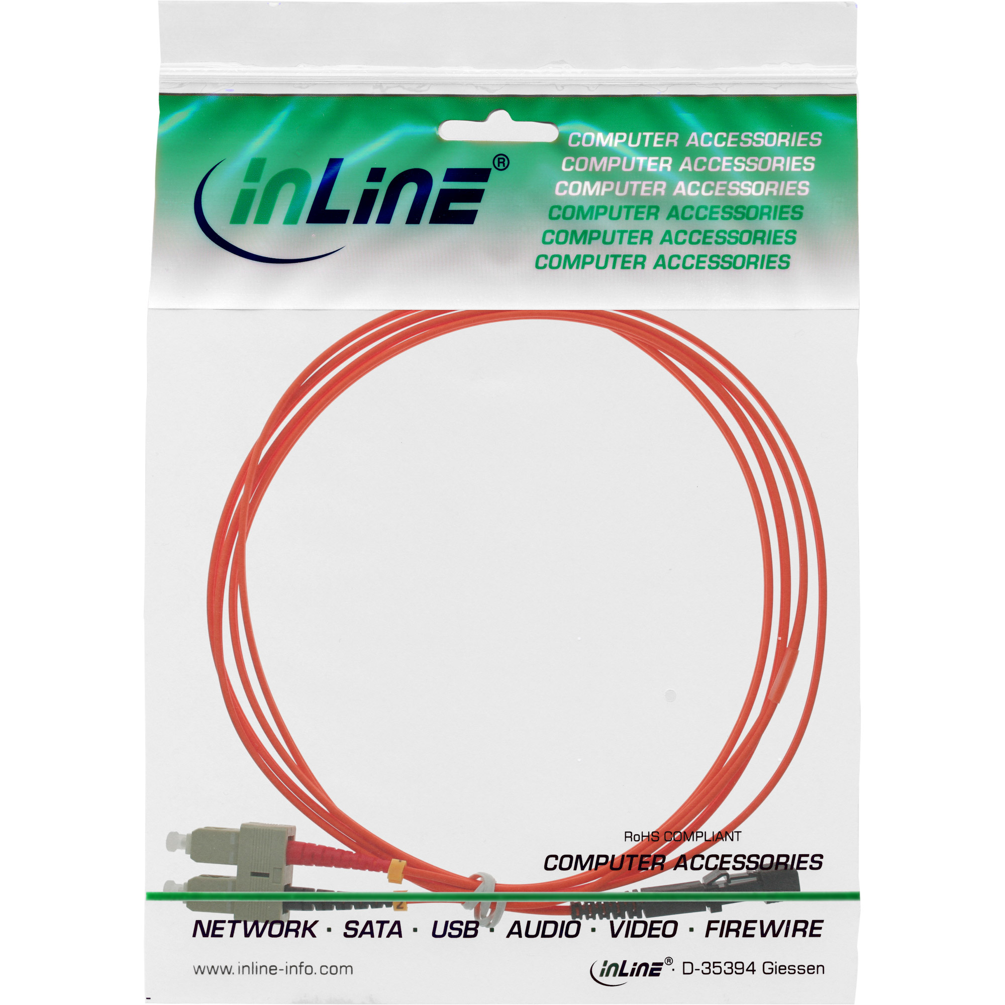 INLINE InLine® Duplex 2m MTRJ, LWL, Kabel MTRJ/SC, 2 Kabel, Patchkabel OM2, LWL m 50/125µm, LWL
