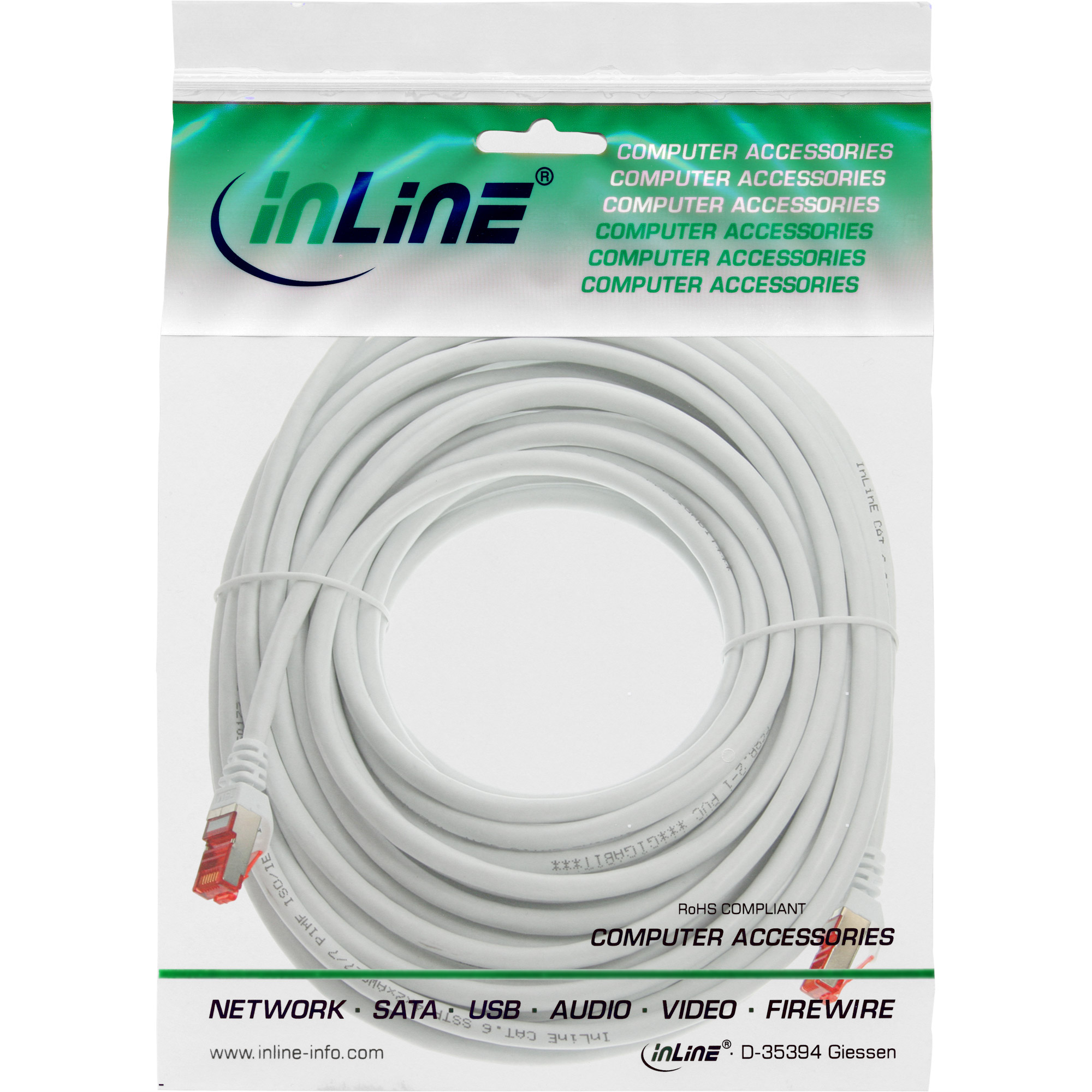 INLINE InLine® Patchkabel, S/FTP (PiMf), weiß,, Cat.6, m Patchkabel, 5 Kupfer, 250MHz, PVC