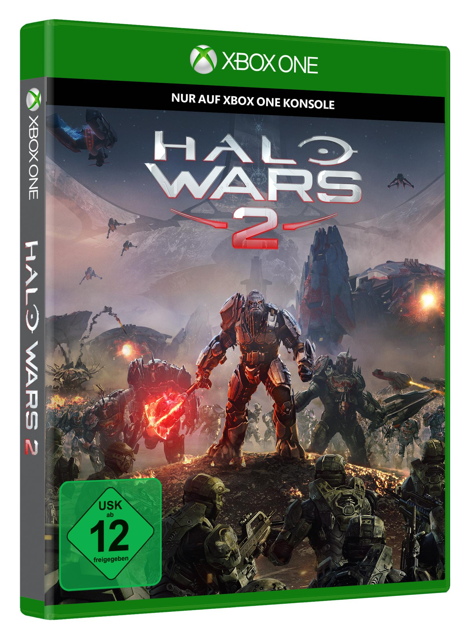 Xbox One Spielhülle für Halo Wars 2. Soldaten und Fahrzeuge in einer Kampfszene.