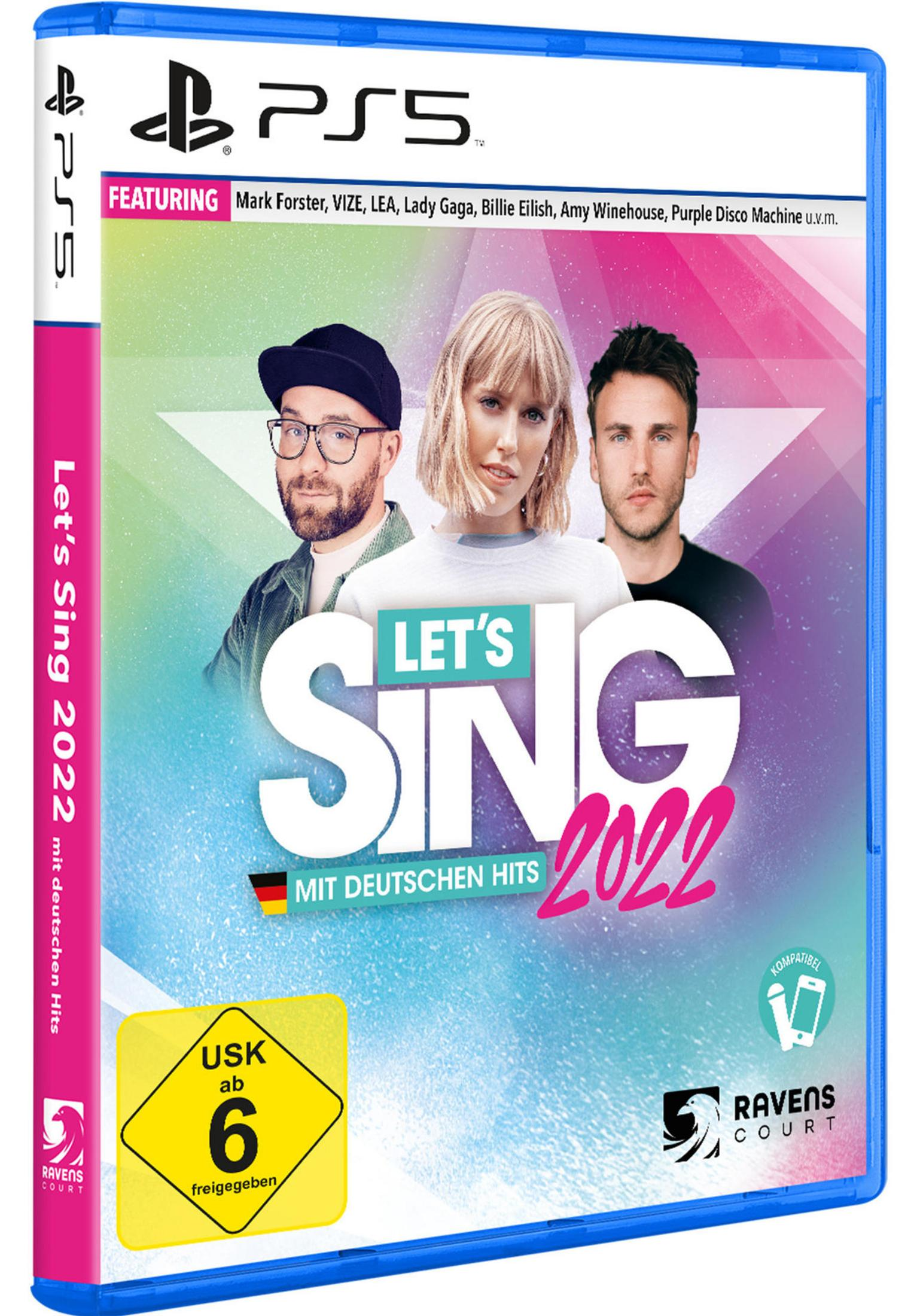 PlayStation 5 Spielbox, Lets Sing 2022, mit Musikern, deutscher Titel.