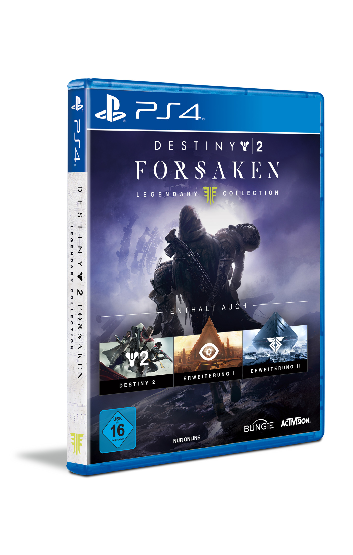 PS4-Spielbox von Destiny 2 Forsaken, mit dunklem Charakter und Logo.