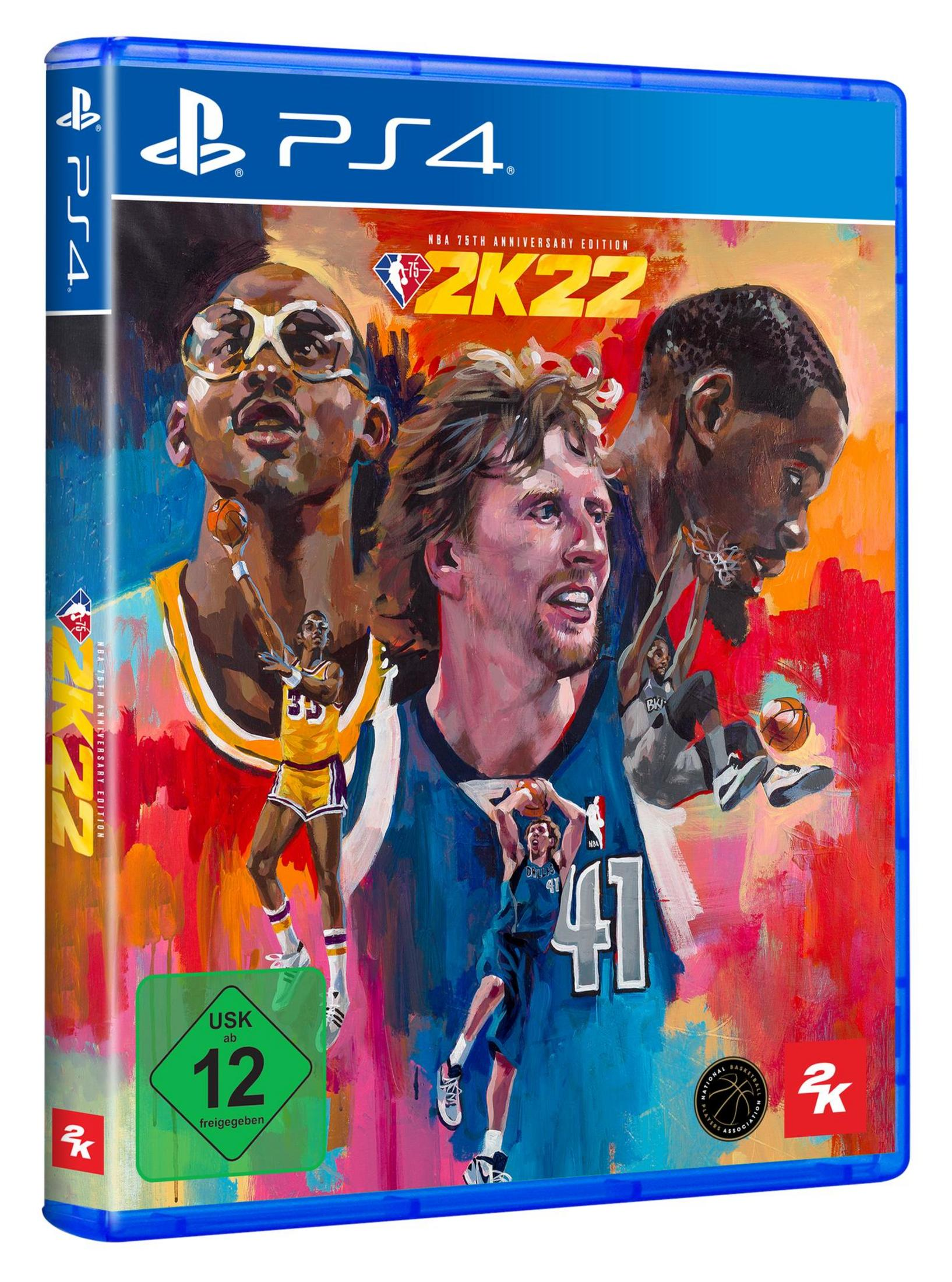 PS4-Spielcover für NBA 2K22, mit Basketballspielern in Aktion.