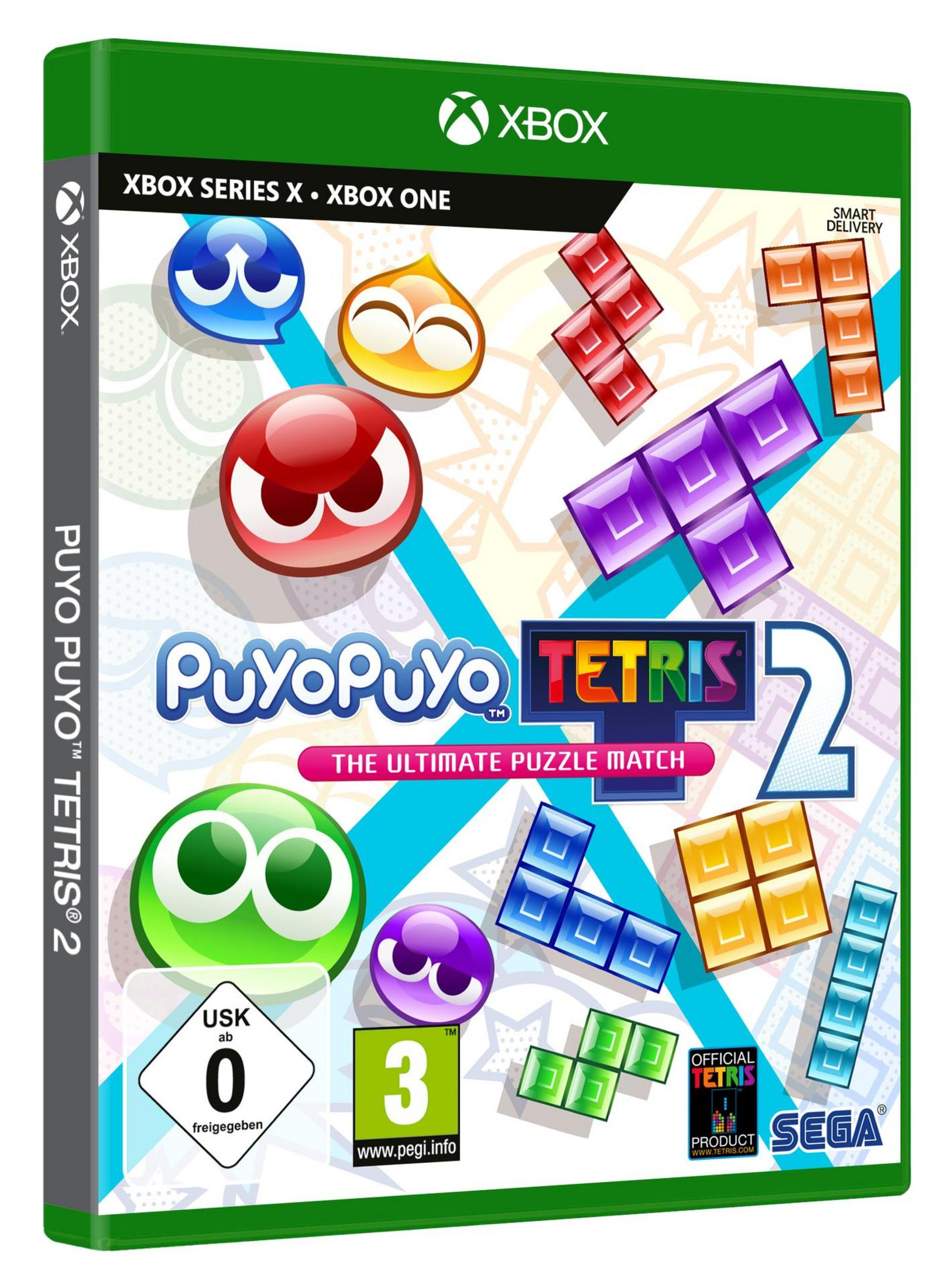 Puyo Puyo Tetris 2 Spielbox auf grünem Hintergrund, Xbox Logo.