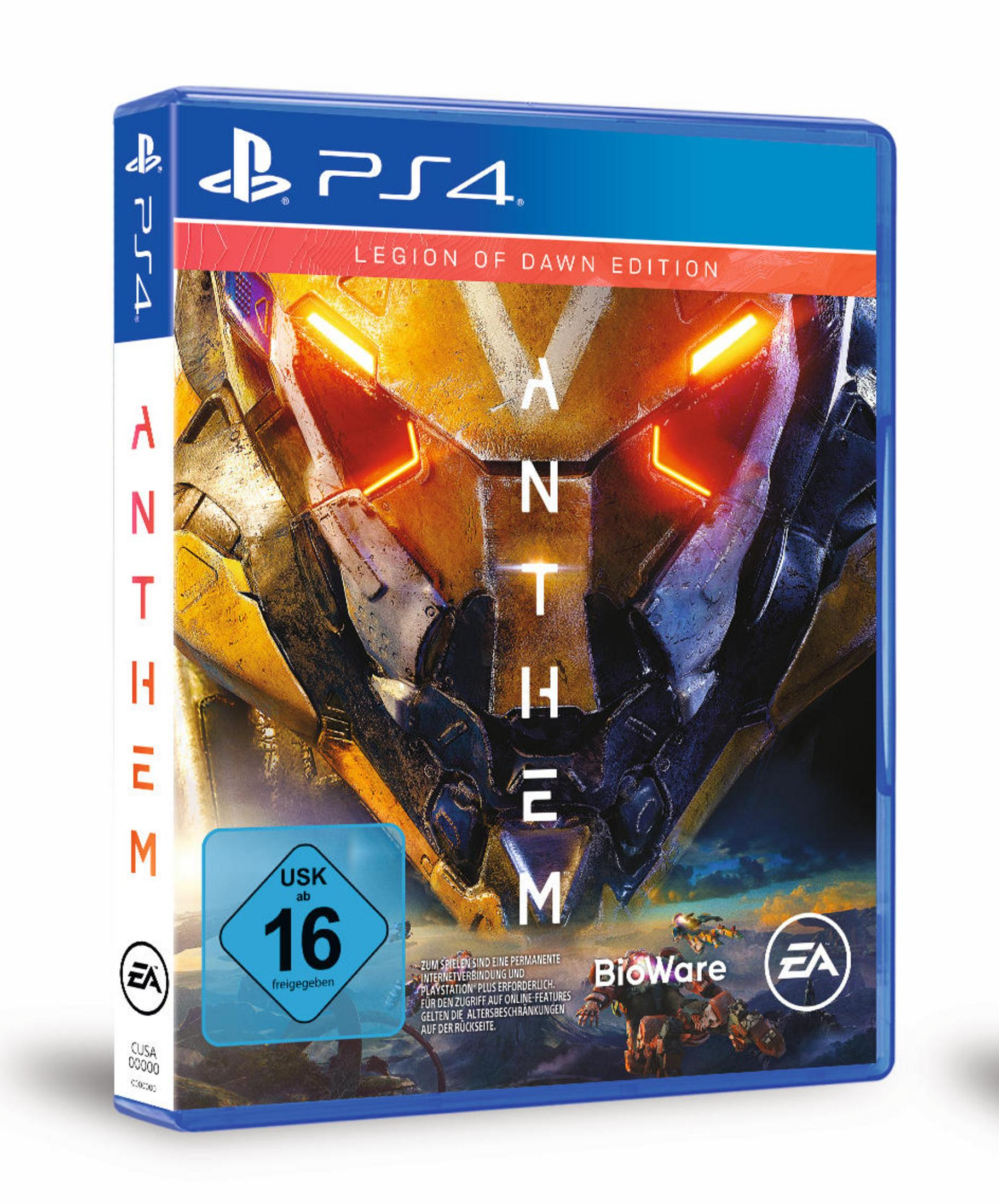 Gra Anthem Legion of Dawn Edition na PS4. Okładka przedstawia futurystyczną postać.