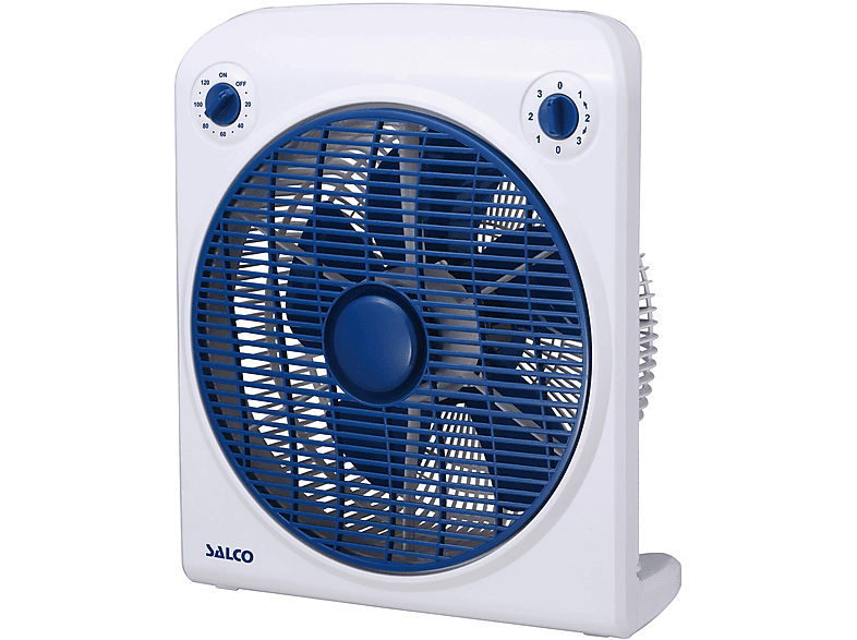 SALCO Boxfan Bodenventilator 50 Watt kompakt ⌀ 30cm Timer oszillierend 3 Geschwindigkeiten Ventilator weiß/blau (50 Watt)