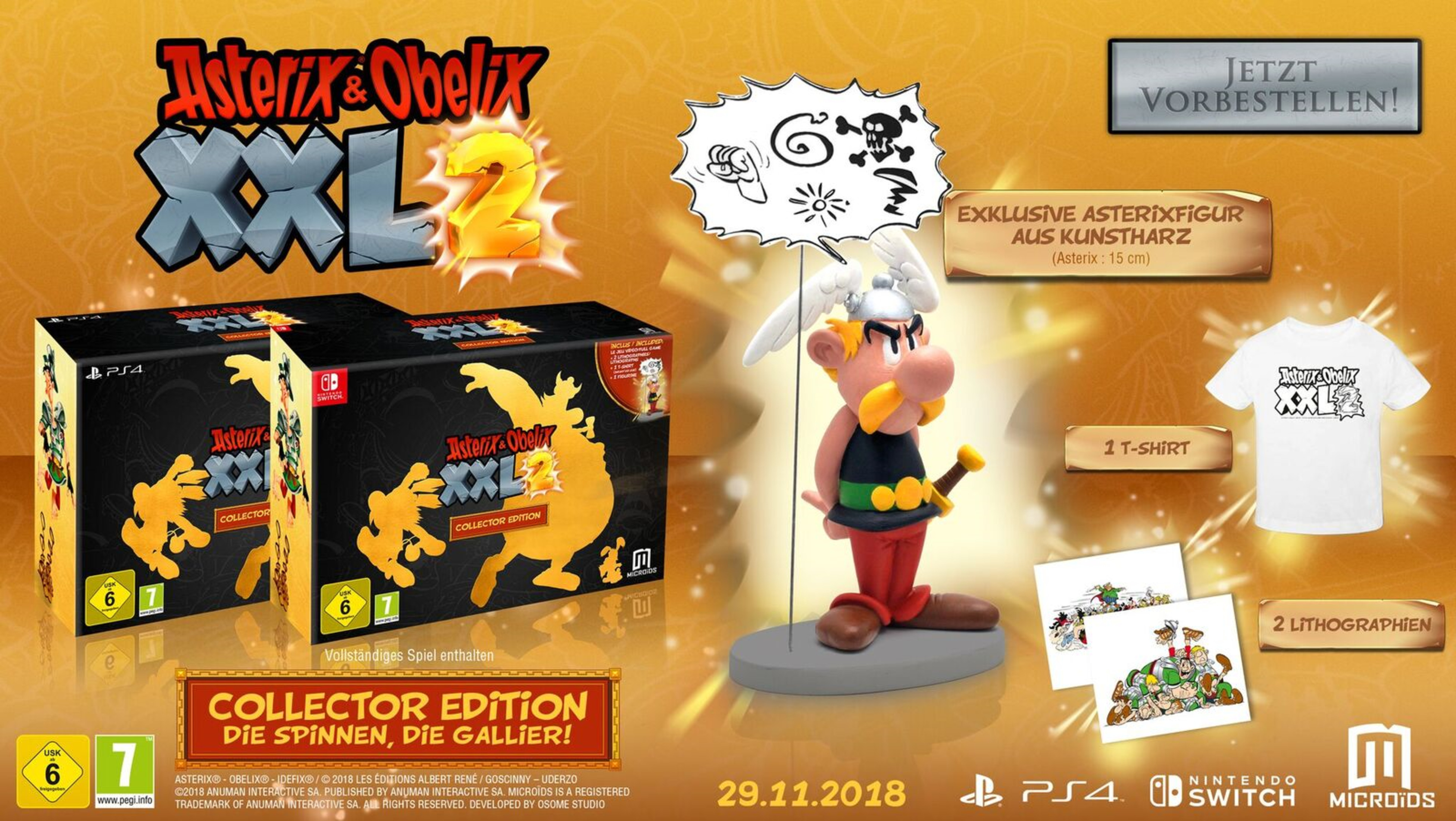 Asterix & Obelix XXL 2 Collector's Edition Box-Set mit Figuren, T-Shirt und Lithografien.