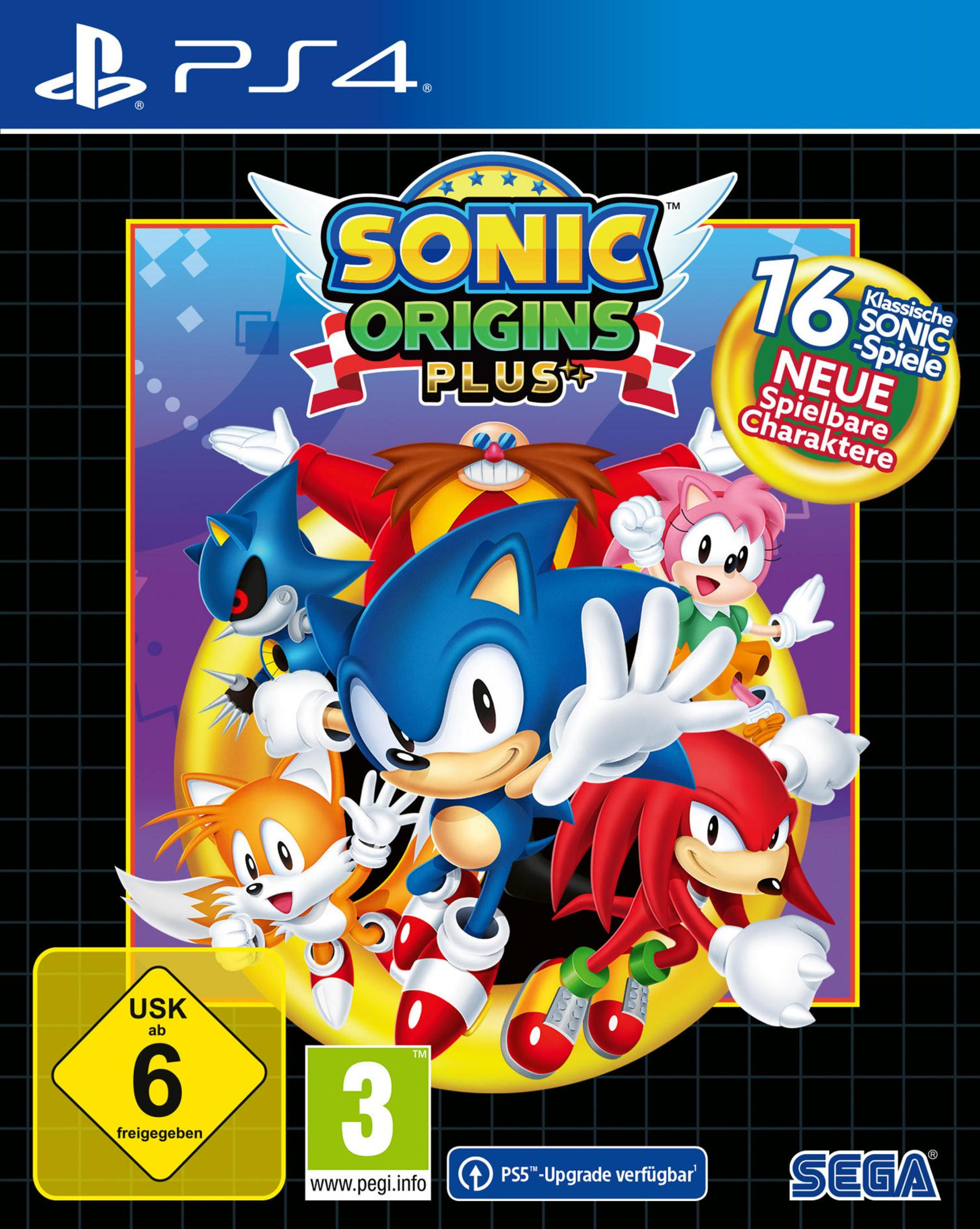 Sonic Origins Plus Spielbox. Sonic, Tails, Knuckles, Amy und Robotnik sind zu sehen.