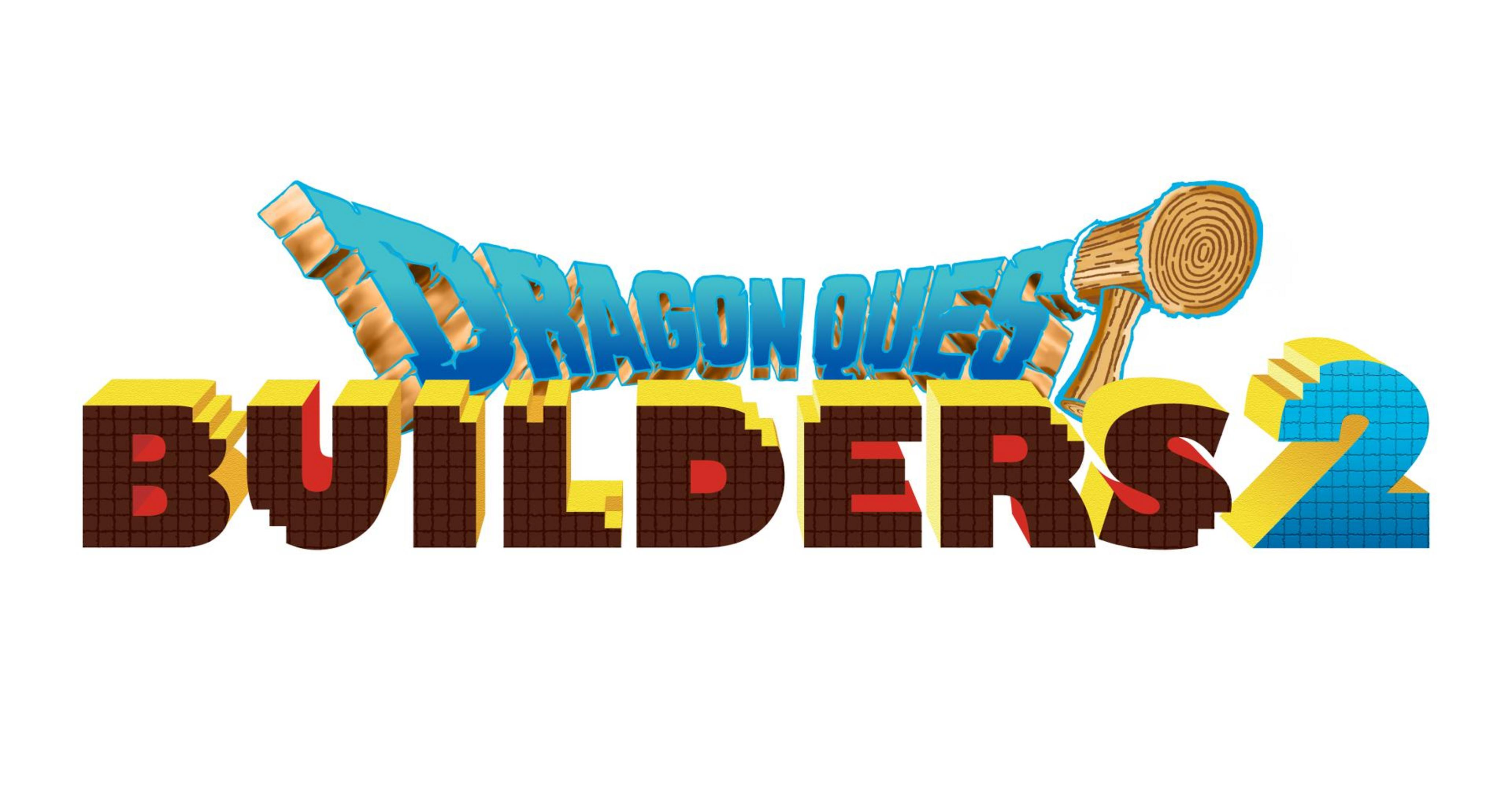 Dragon Quest Builders 2-Spiel-Logo mit blauem und braunem Design.