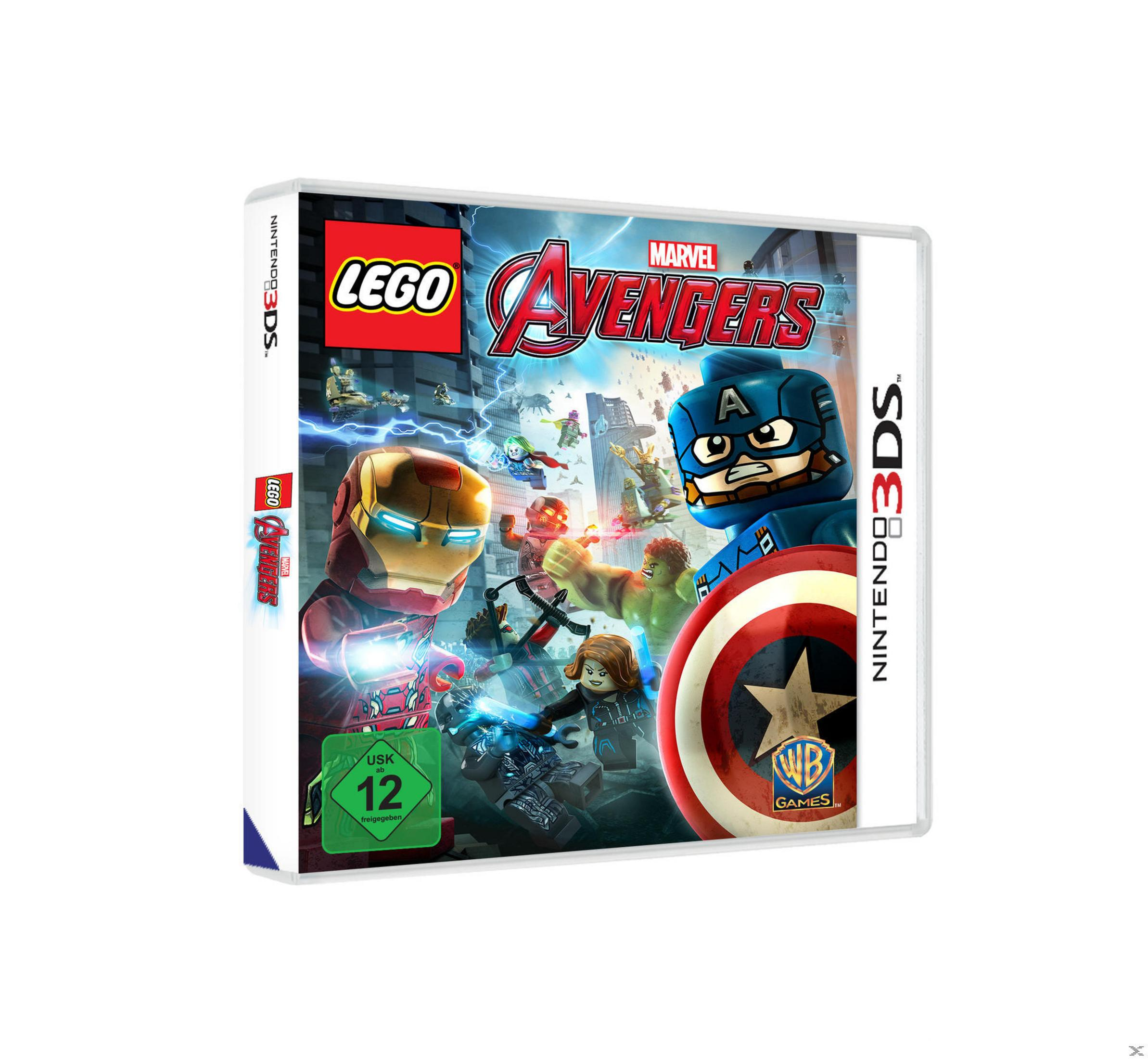 Scatola del gioco Lego Marvel Avengers per Nintendo 3DS con personaggi.