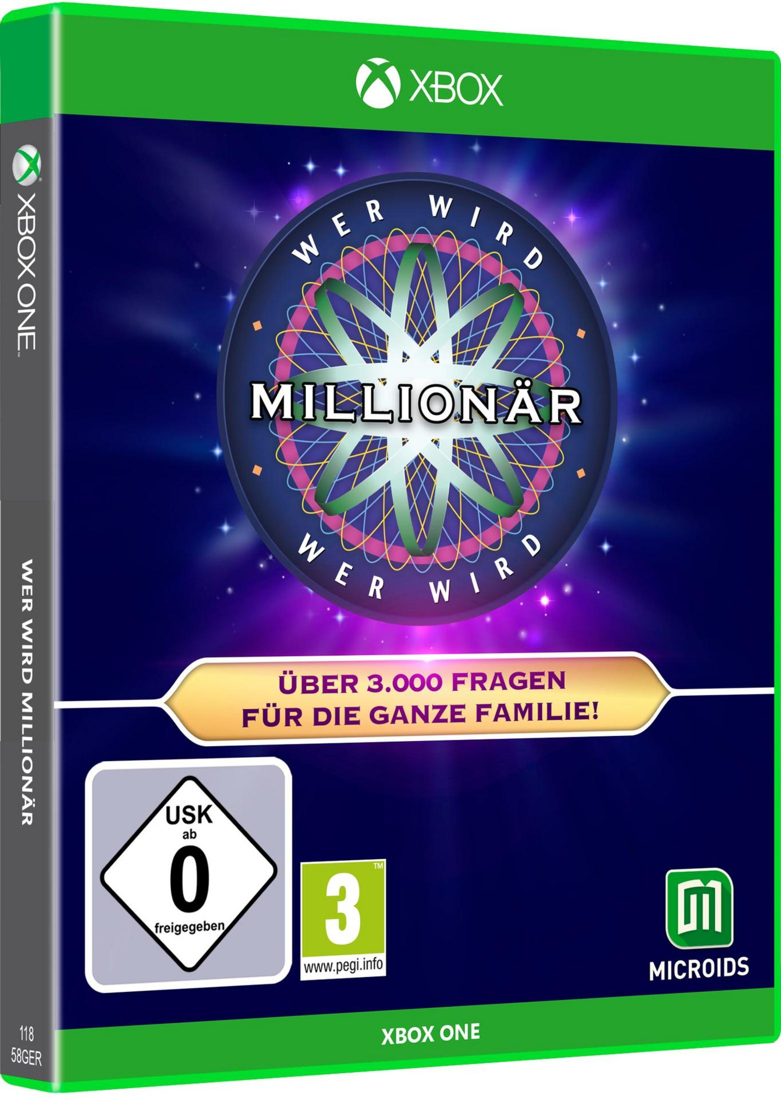Spielbox für Wer Wird Millionär. Enthält ein Spielshow-Logo auf dunkelblauem Hintergrund.