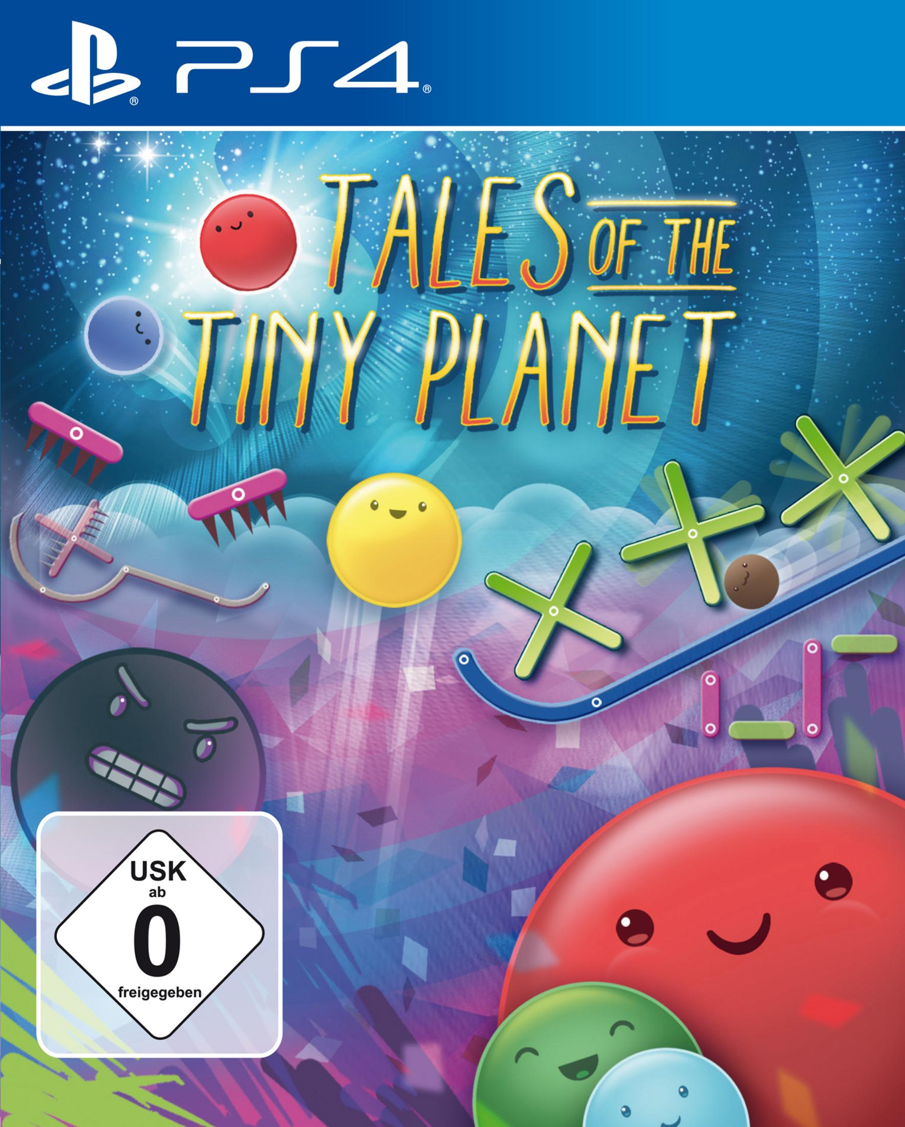 PS4-Spielcover 'Tales of the Tiny Planet' mit bunten Figuren und Sternenhintergrund.