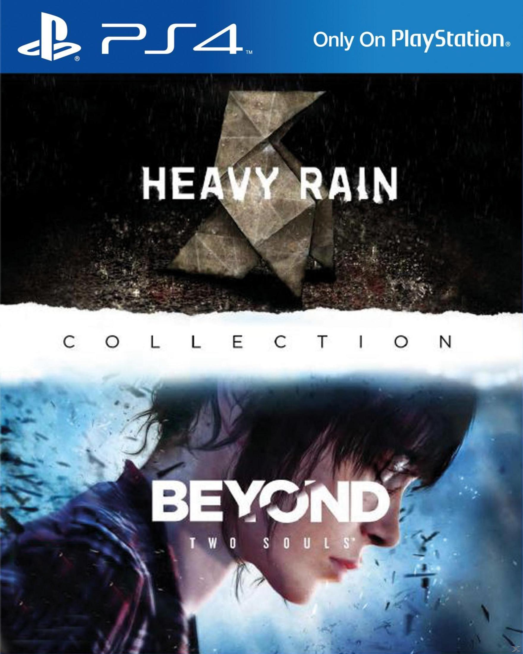 Copertina del gioco. Heavy Rain e Beyond: Two Souls Collection. Presenta il volto di una donna e origami.