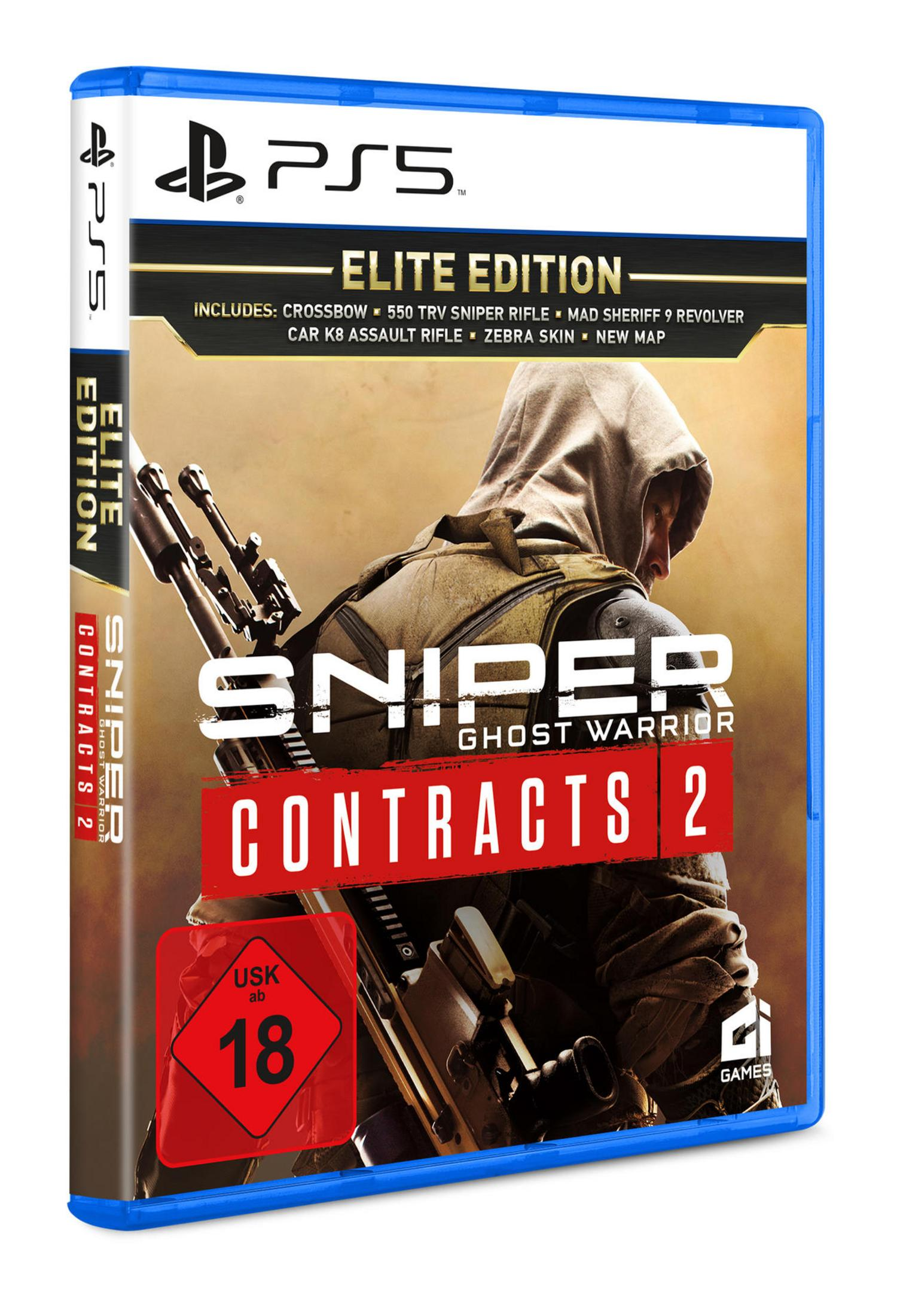 Copertina del gioco Sniper Ghost Warrior Contracts 2 Elite Edition. Un cecchino incappucciato con fucili.