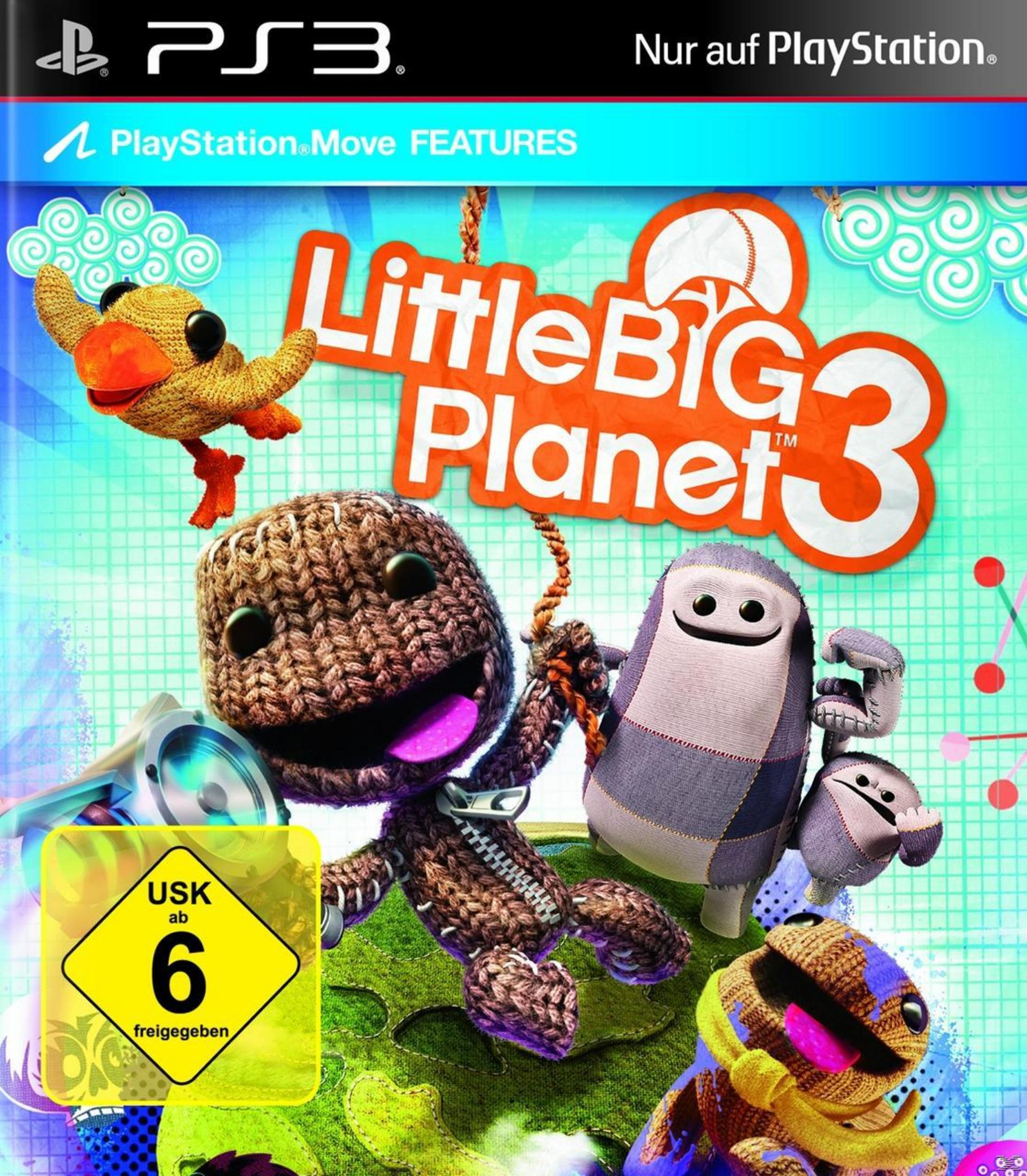 LittleBigPlanet 3-Spielcover mit Charakteren und einem gelben USK-Logo.