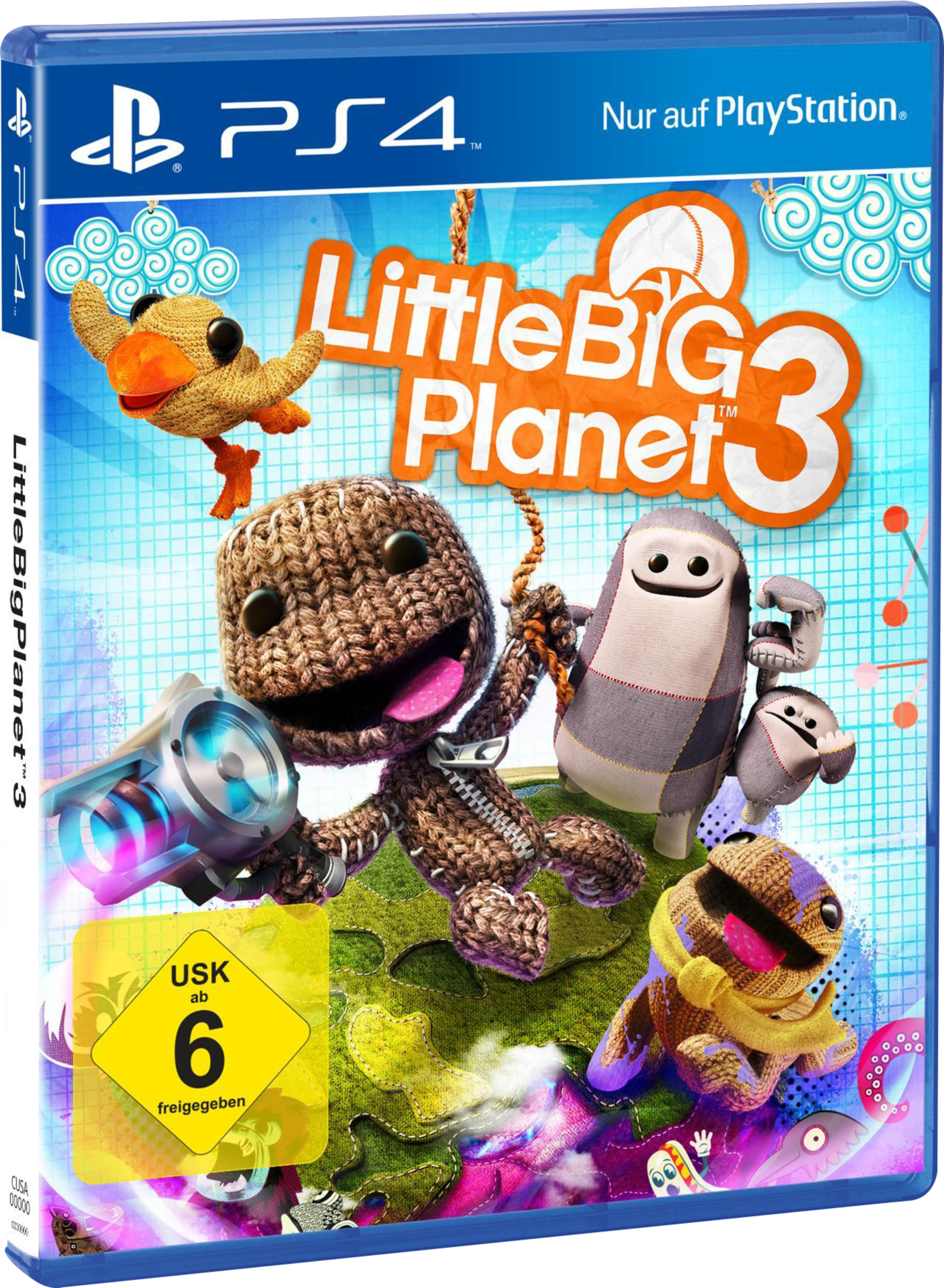 Caja del juego Little Big Planet 3 para PS4, con personajes del juego en la portada.