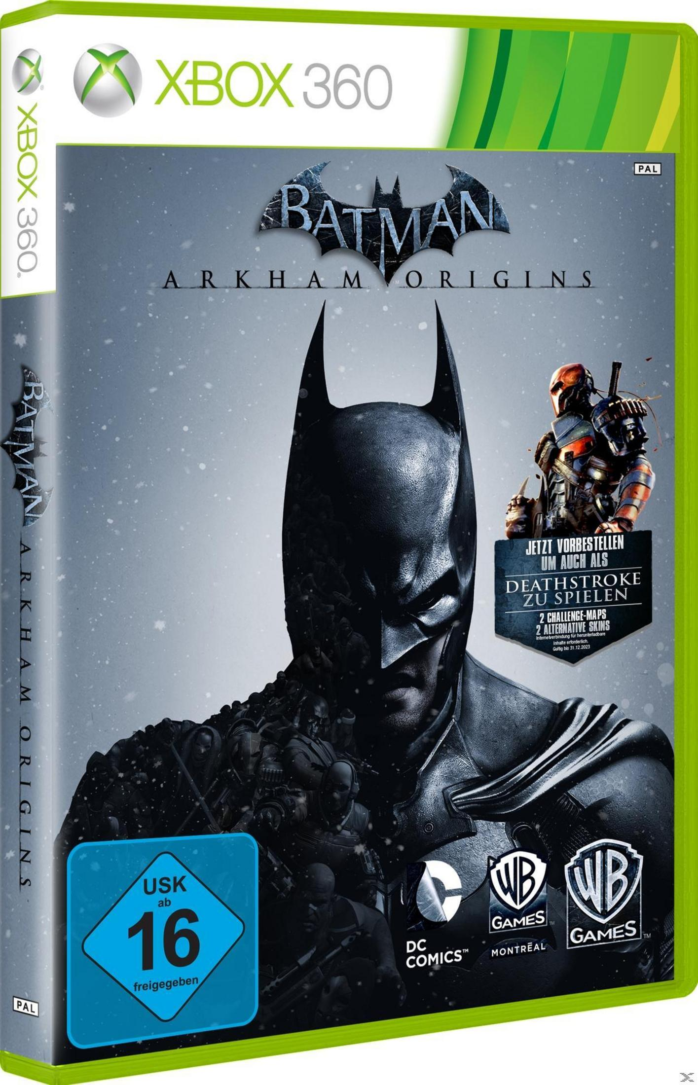 Xbox 360 Spielverpackung für Batman: Arkham Origins mit Batman und dem Spiel-Logo.