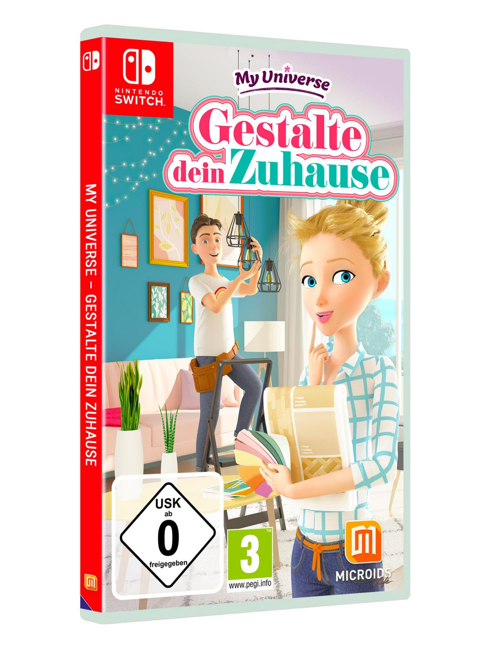 Nintendo Switch Spielbox für "My Universe - Gestalte dein Zuhause" mit Charakteren.