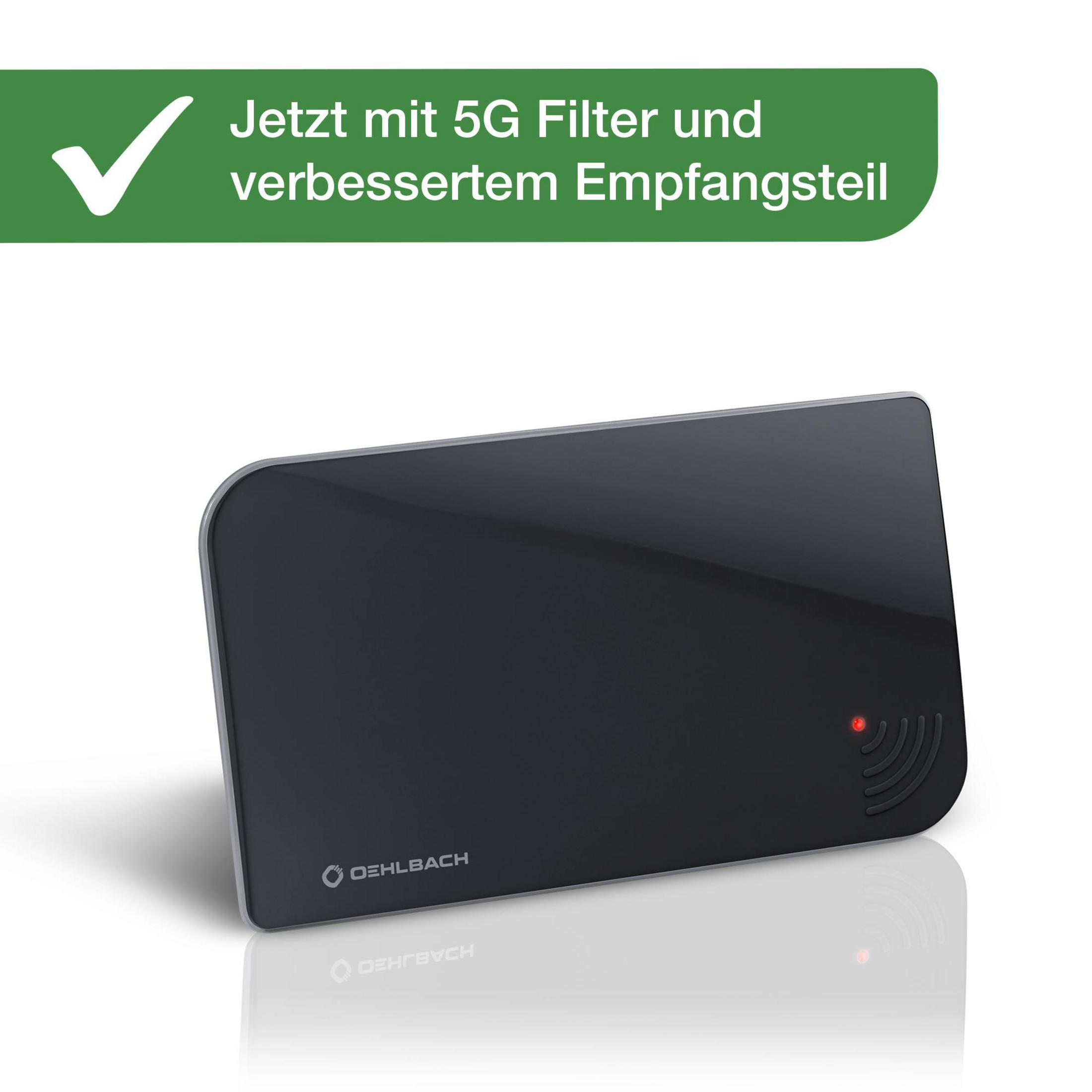 Schwarzes rechteckiges Gerät mit rotem Licht und grünem Häkchen. Weißer Hintergrund.