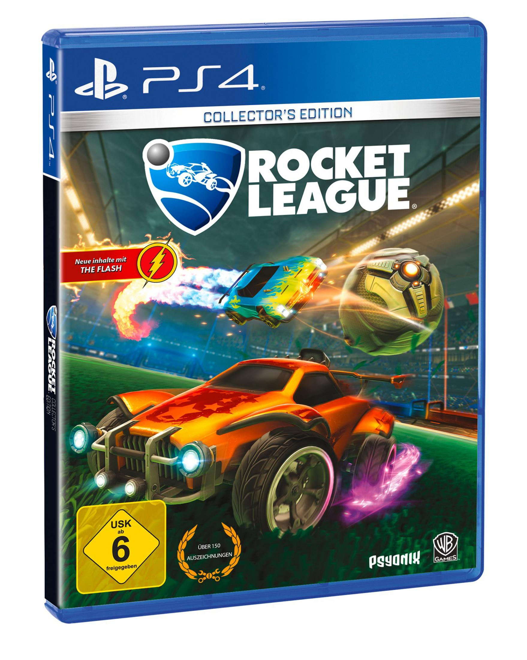 PS4 Rocket League Collector's Edition Spielbox, mit Spielautos in einer Fußballfeldszene.