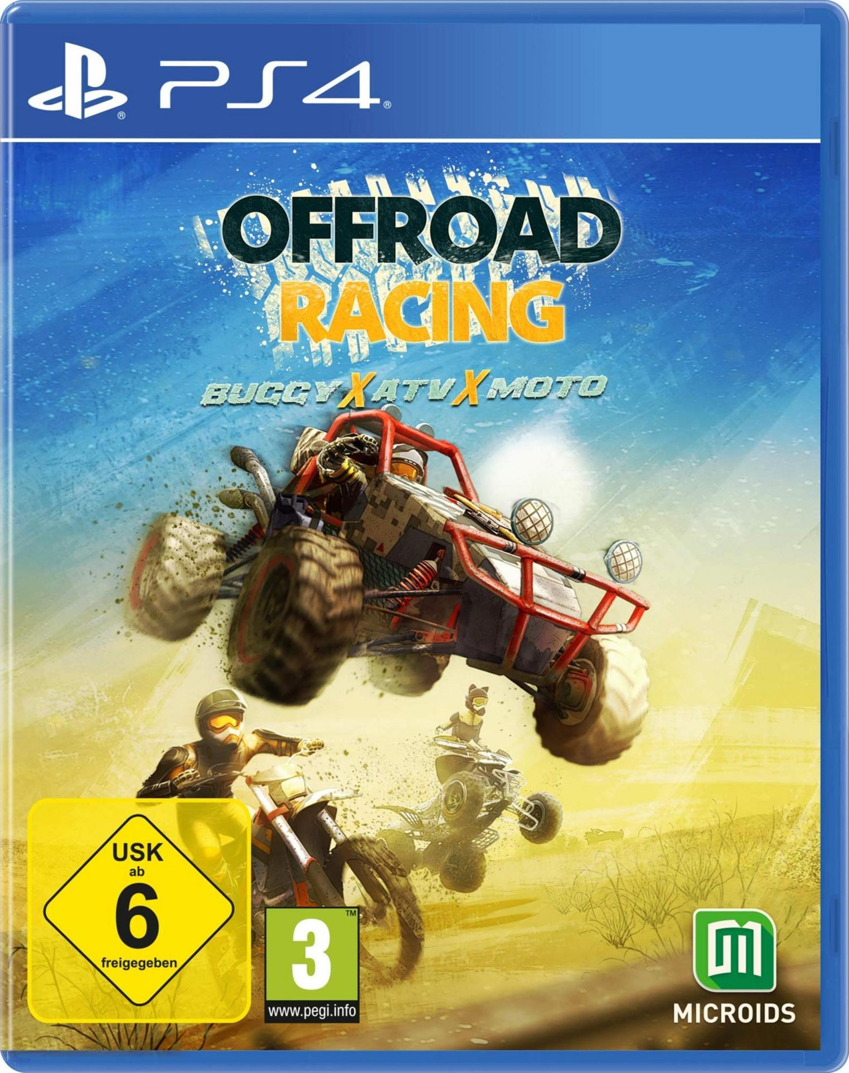 Offroad Racing Buggy X ATV X Moto PS4 Spielbox. Rennszene auf dem Cover.