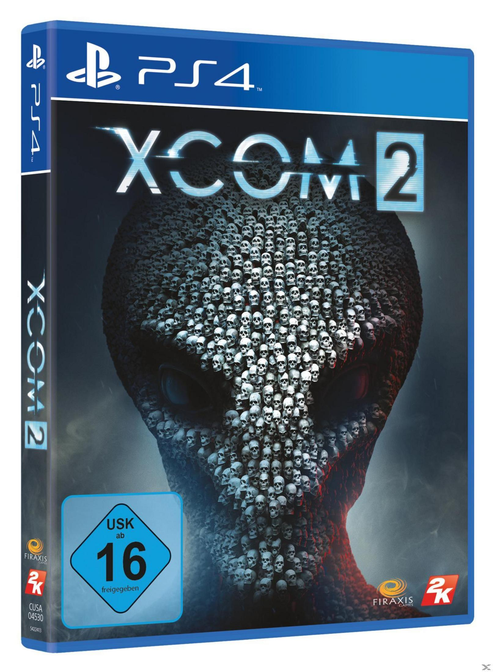 PS4-Spielbox für 'XCOM 2', mit einem alienartigen Kopf aus Totenköpfen.