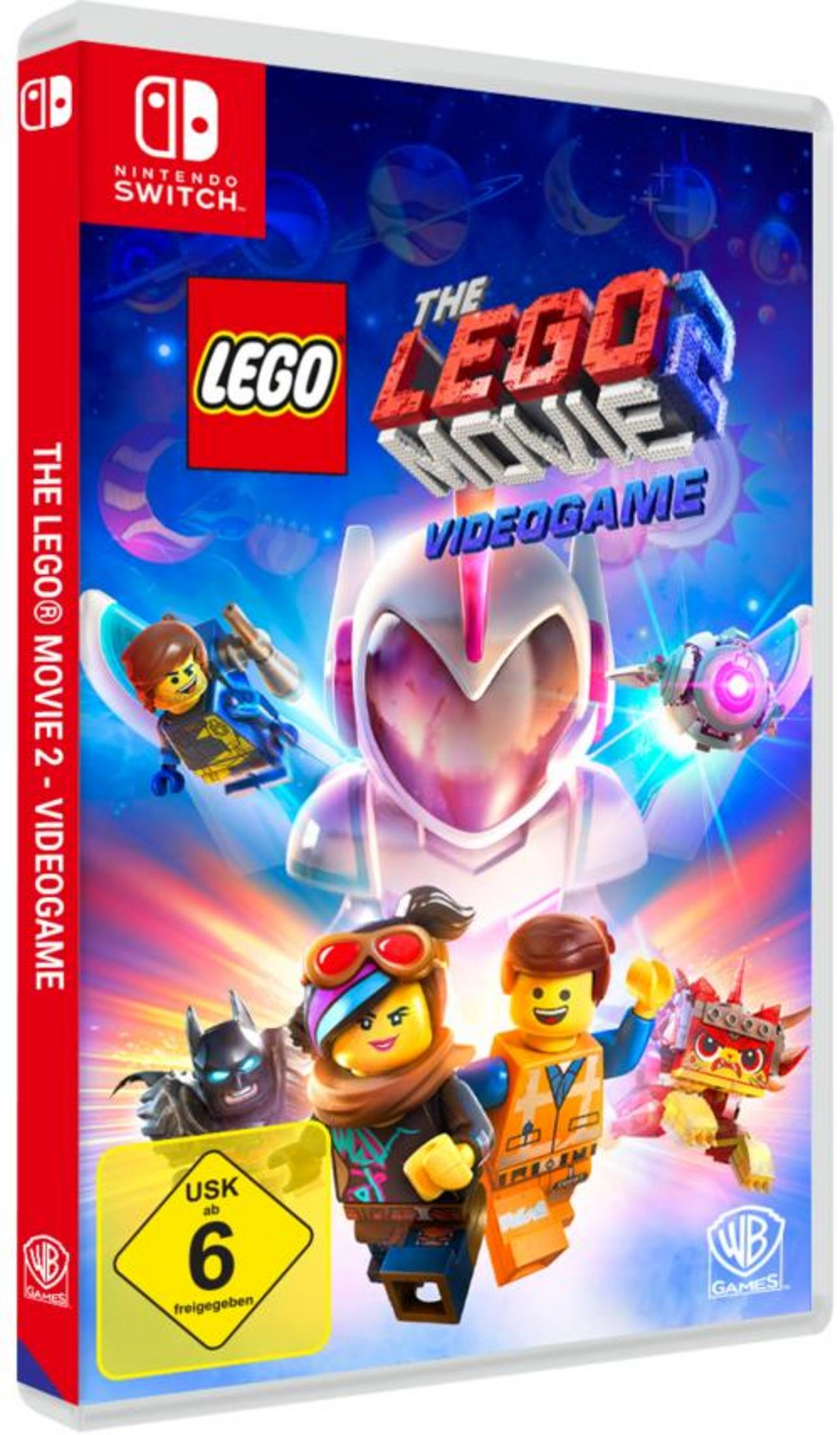 Die Lego Movie 2 Videogame-Box für Nintendo Switch mit Lego-Charakteren.