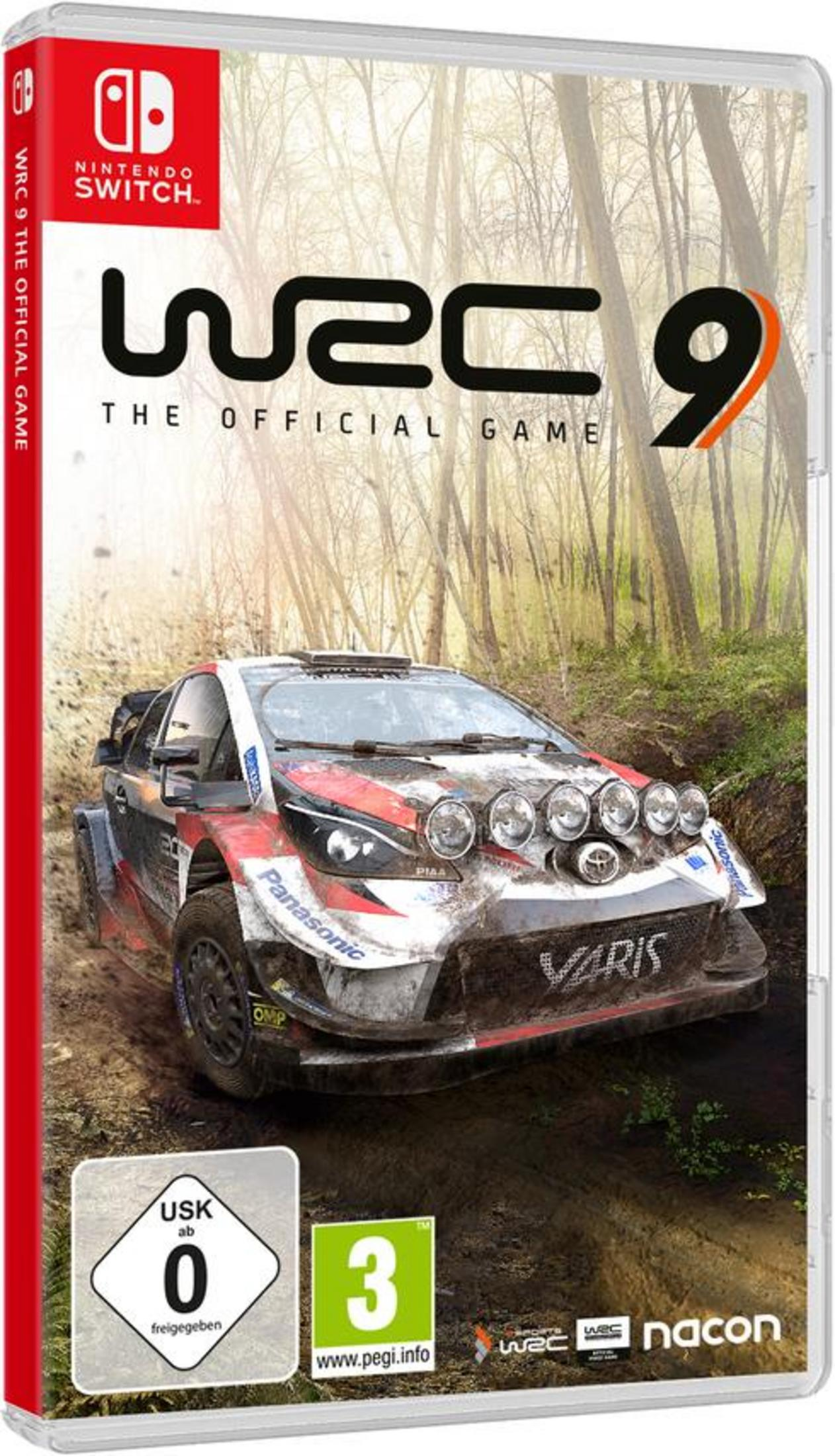 Nintendo Switch Spiel WRC 9: The Official Game, mit Rallye-Auto auf dem Cover.