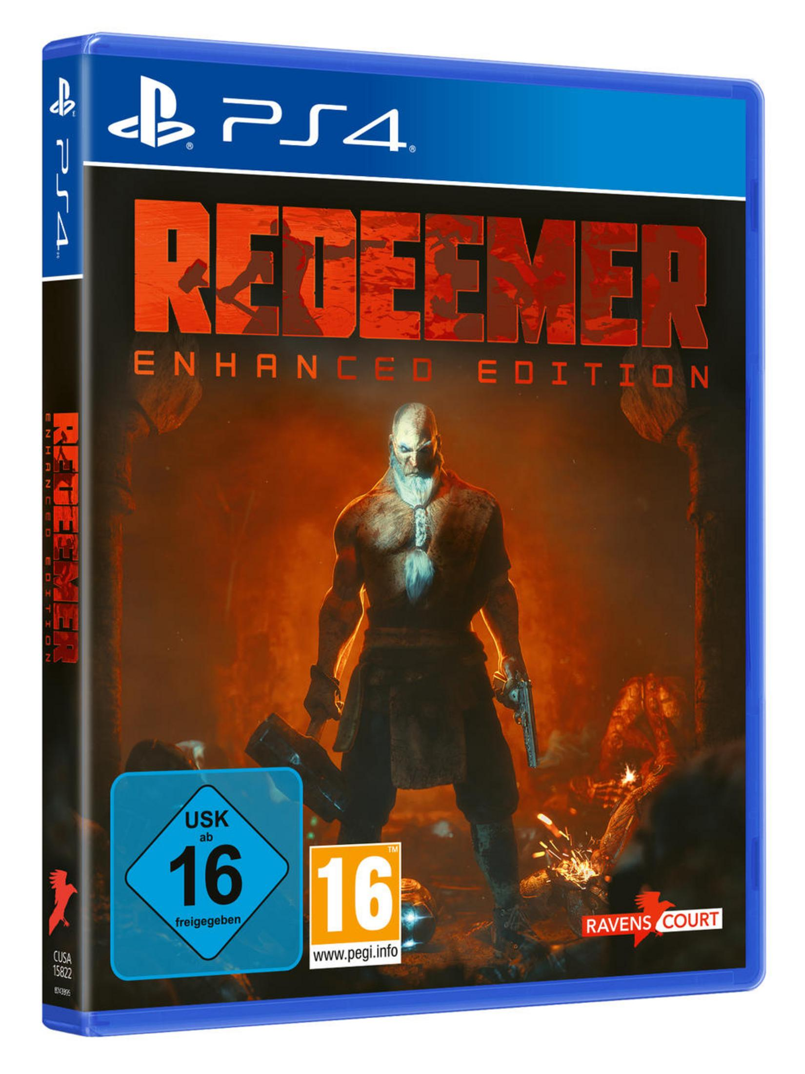 PS4-Spielbox: 'Redeemer: Enhanced Edition' mit muskulösem Mann.