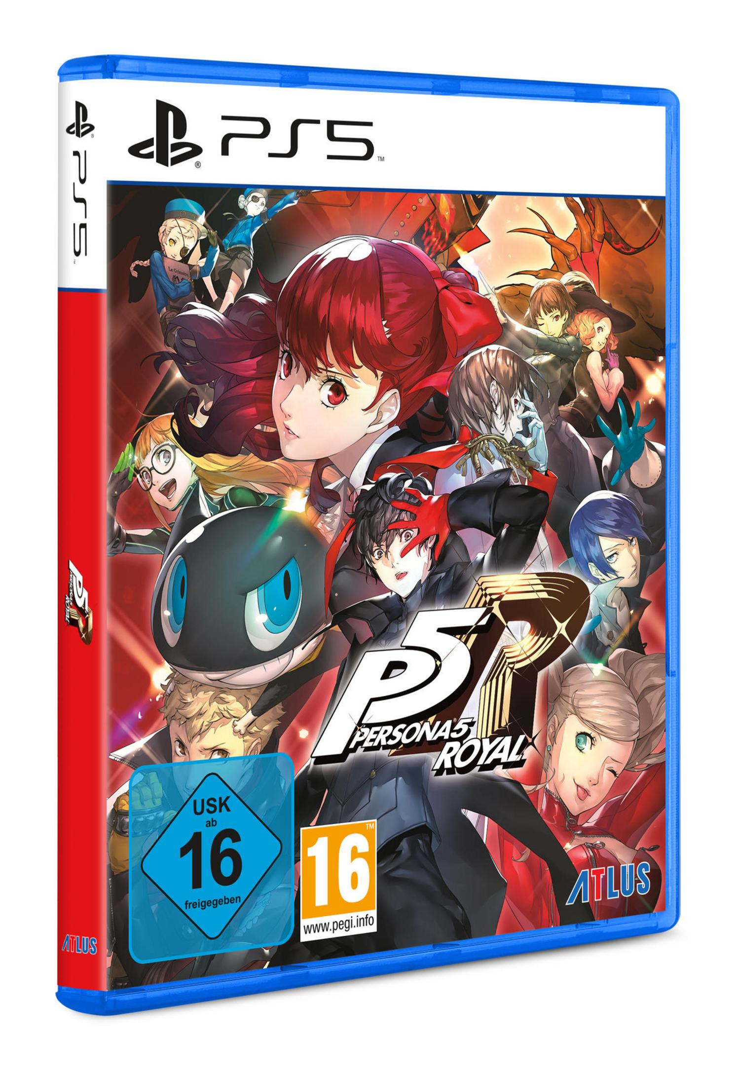 PS5-Spielbox für Persona 5 Royal, mit mehreren Anime-Charakteren.