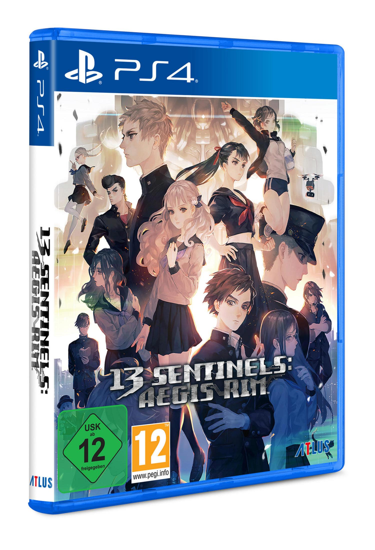 13 Sentinels: Aegis Rim für PS4 Spielhülle mit Anime-Charakteren.