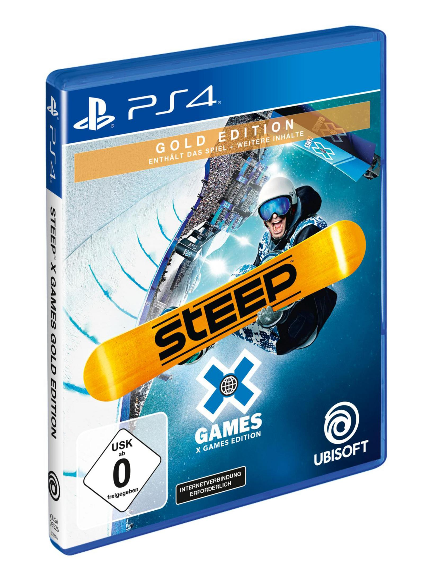 PS4-Spielbox für Steep X Games Gold Edition, mit einem Snowboarder.