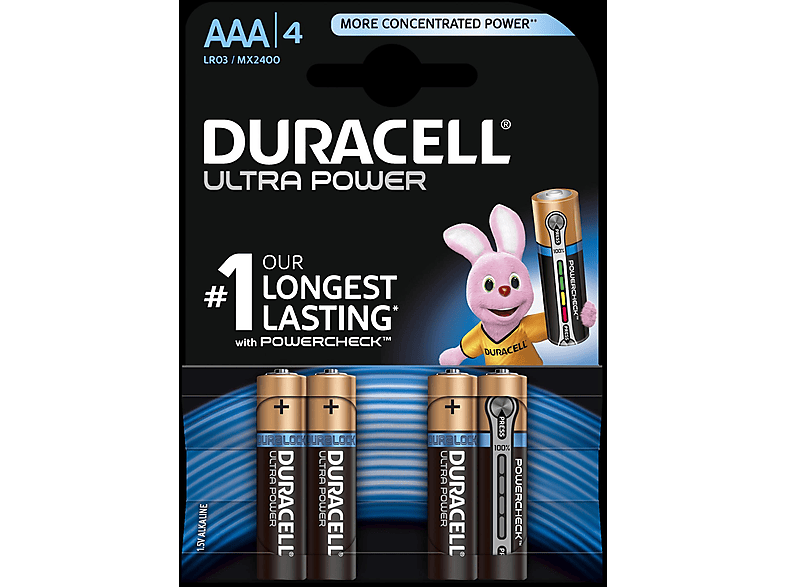 DURACELL 002692 UP AAA MN2400/LR03 K4 AAA Micro Batterie, Alkaline, 1.5 Volt 4 Stück