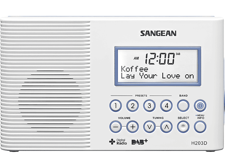 SANGEAN H 203 DAB+ DAB, Weiß Digital, DAB+, Radio