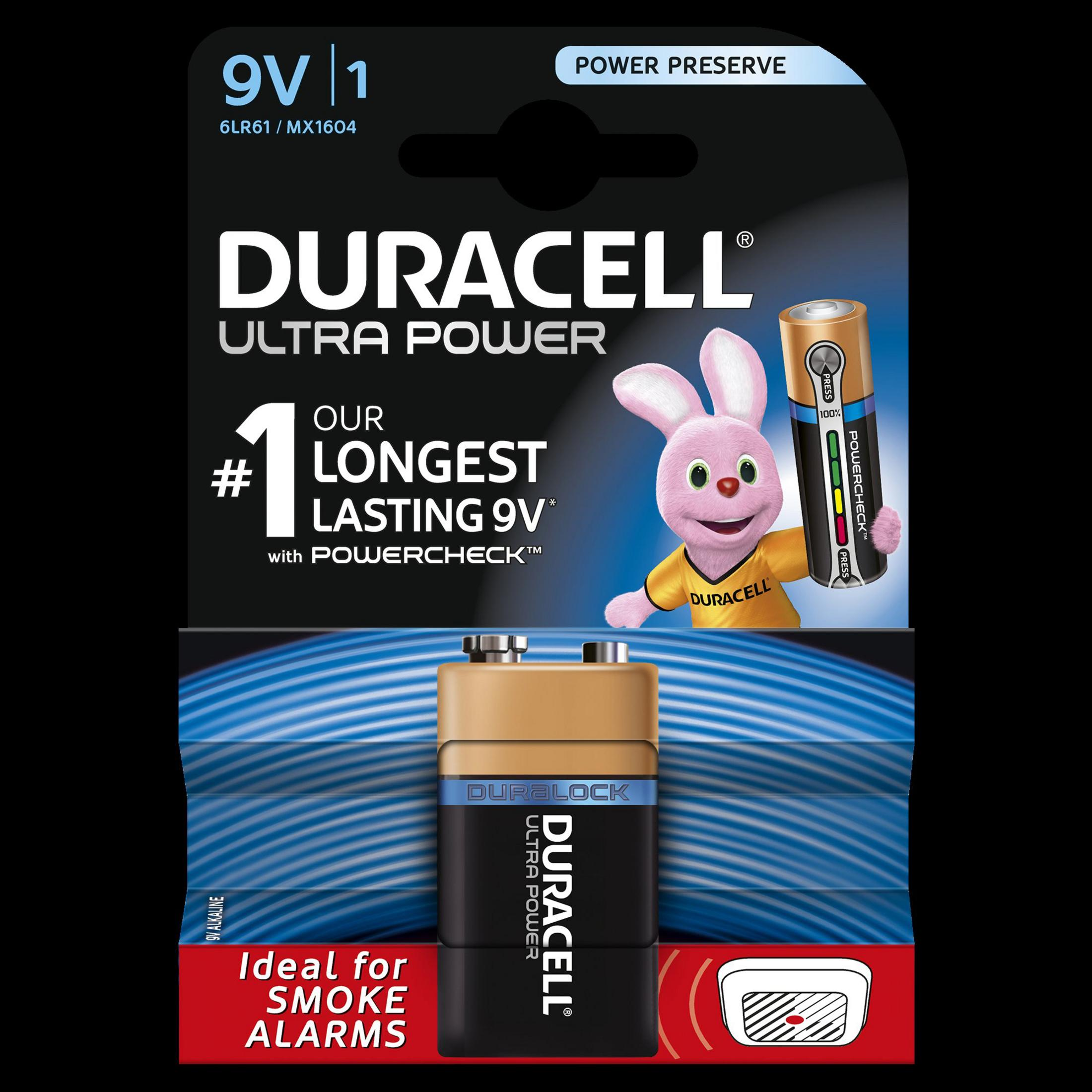 DURACELL 105416 UP 9V MN1604/6LR61 9 E-Block Stück K1 Alkaline, 1 Batterie, Volt