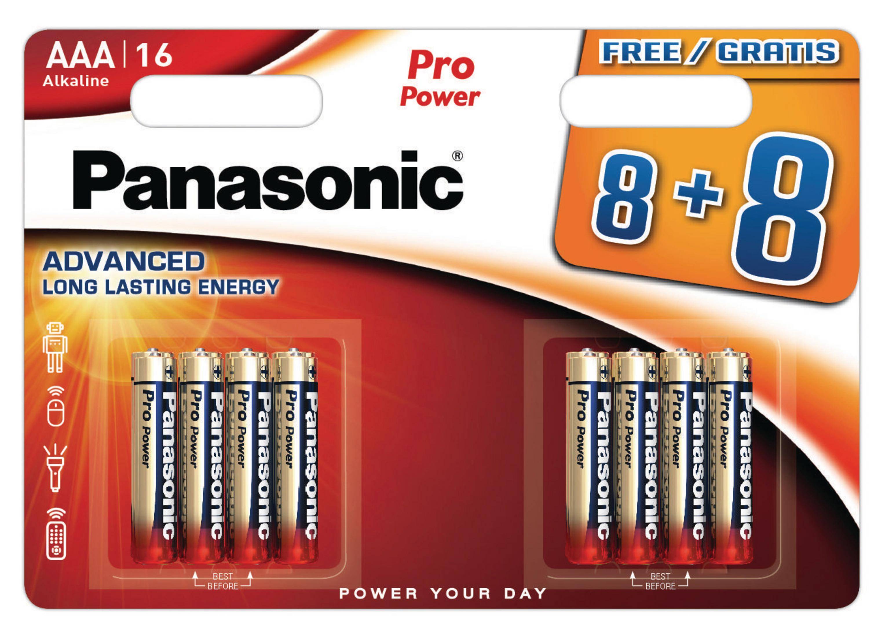 PANASONIC 00265966 LR03PPG/8BW Alkaline MICRO AAA 8+8F Batterie
