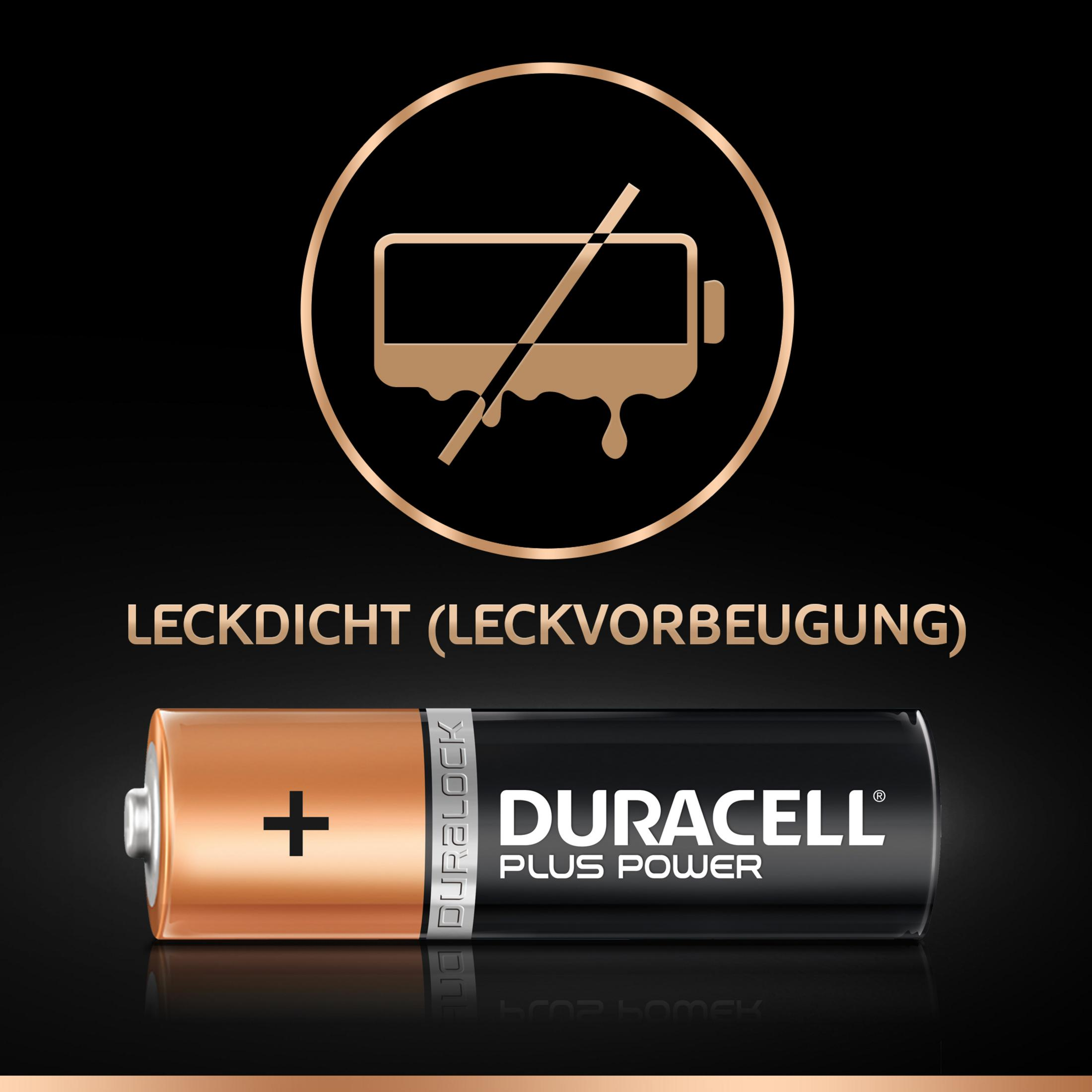Bateria Duracell Plus Power. Bateria ze znakiem plus i logo Duracell. Z zapobieganiem wyciekom.