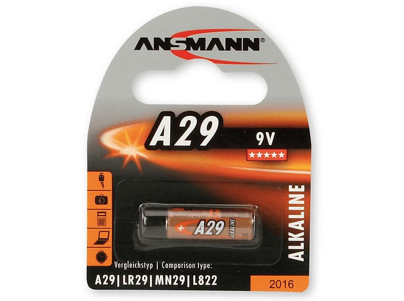 ANSMANN 1510-0008 A29 9V ALKALINE LR29 Batterie, Alkaline, 9 Volt 1 Stück