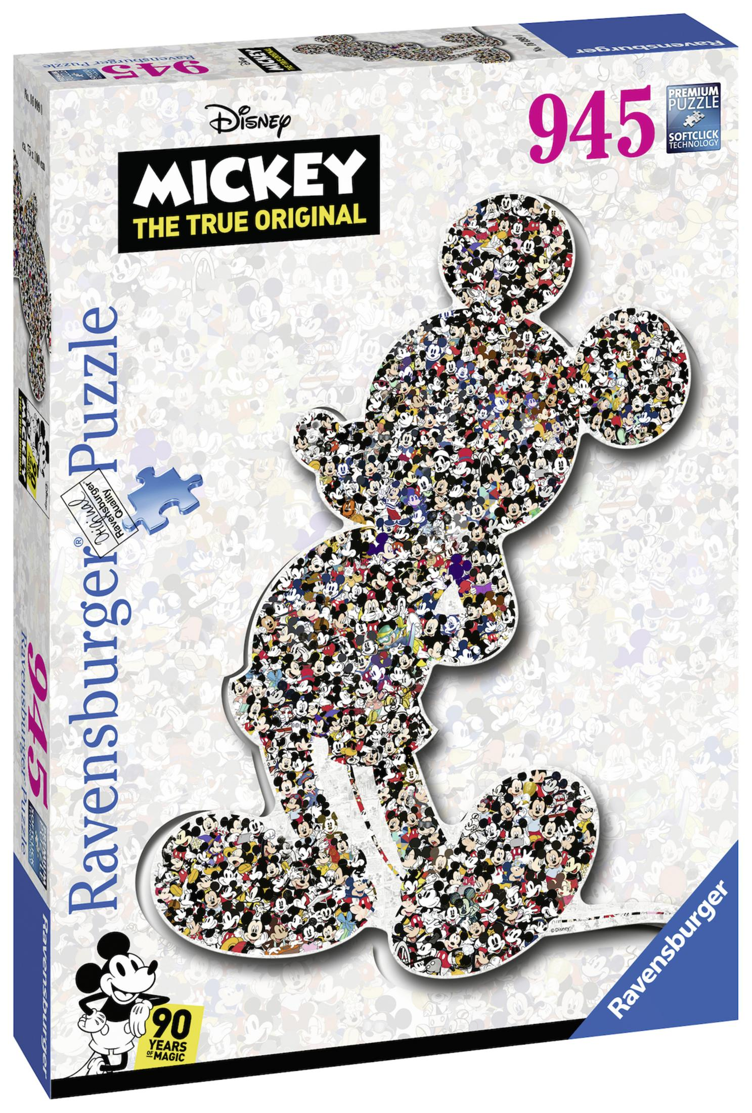 Mickey Mouse Puzzle-Box. Das Puzzle ist eine Mickey Mouse-Form, gefüllt mit kleineren Mickey-Bildern.