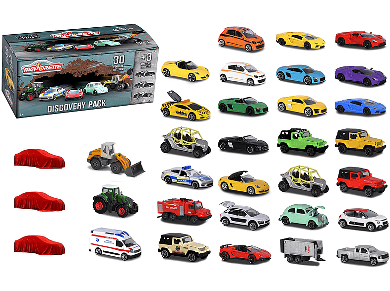 MAJORETTE 212058596 30 + 3 DISCOVERY PACK Set inklusive 33 Spielzeugautos Mehrfarbig
