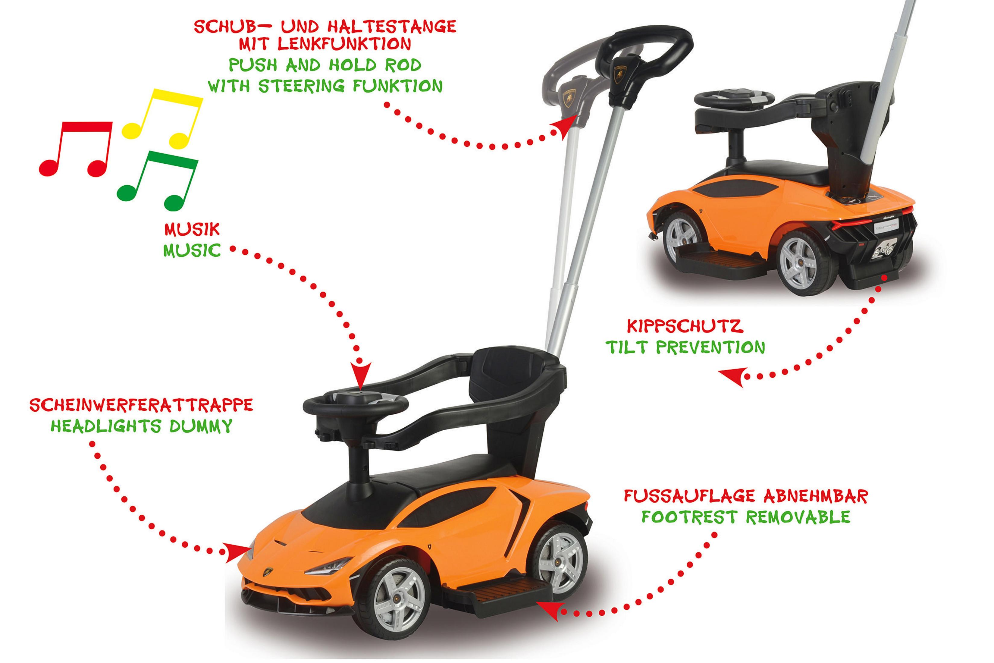 JAMARA 460567 RUTSCHER LAMBORGHINI ORANGE Orange 3IN1 Kleinkindfahrzeug