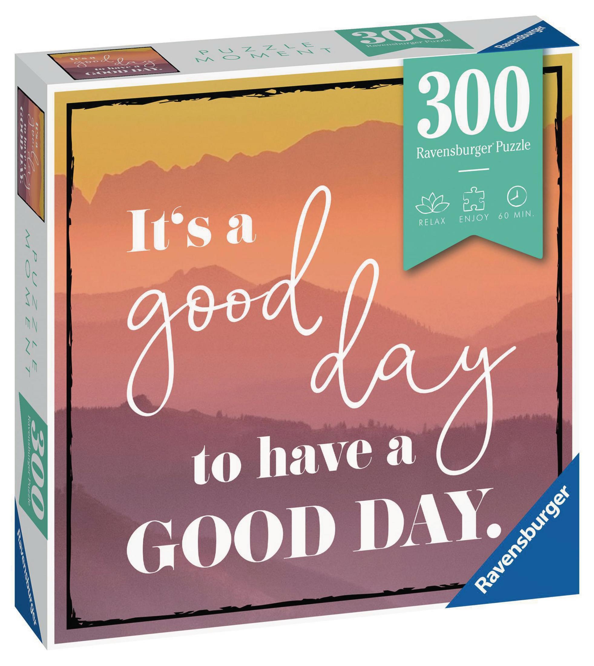 Puzzleschachtel mit Text: 'Es ist ein guter Tag, um einen guten Tag zu haben'.