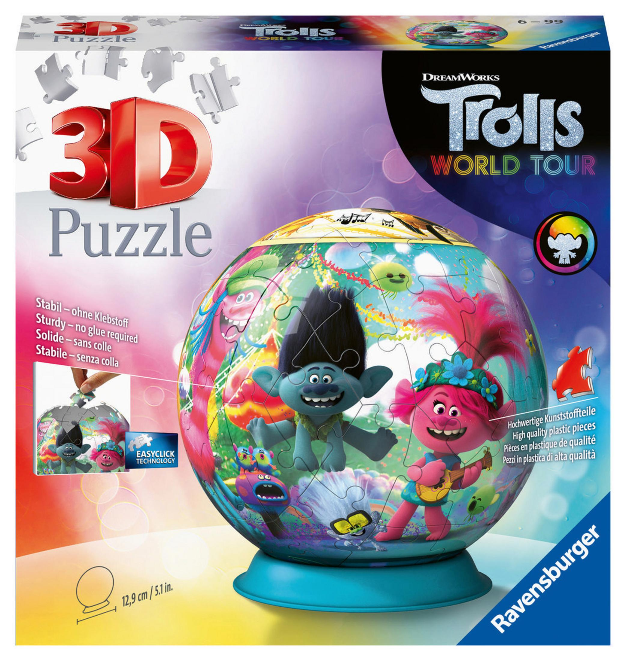 RAVENSBURGER TROLLS Puzzle WORLD 3D PUZZLE-BALL 11169 Mehrfarbig TOUR