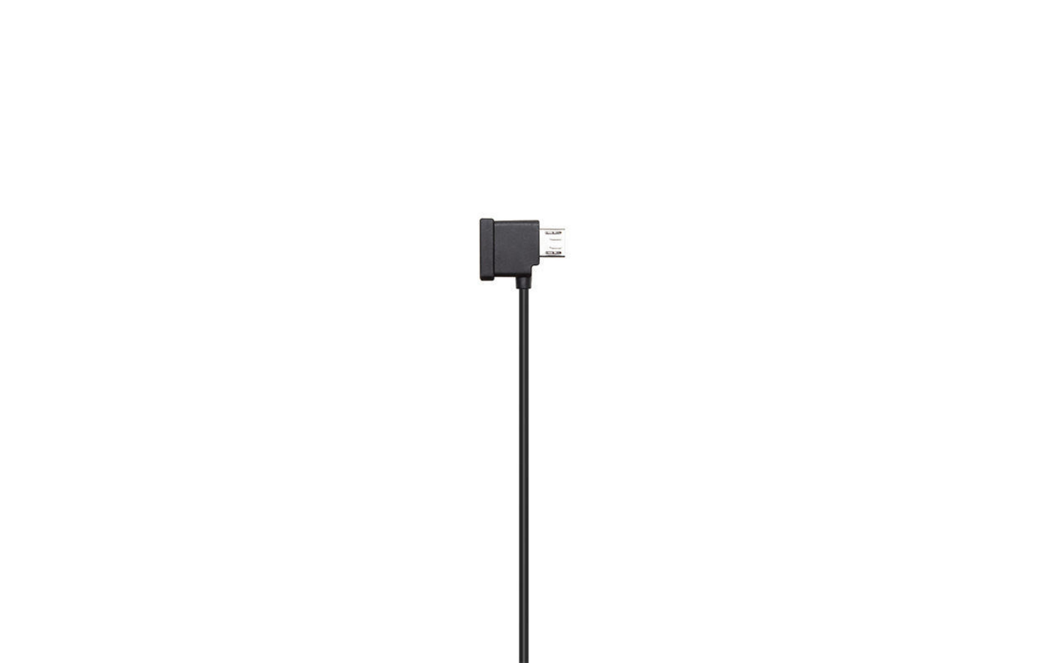 Schwarzes Kabel mit einem schwarzen Stecker auf weißem Hintergrund.